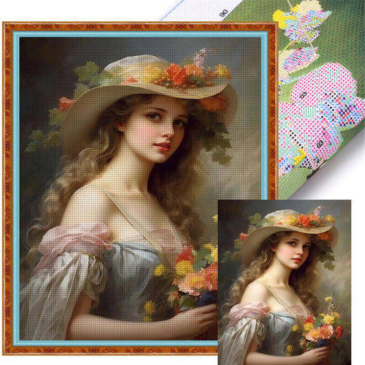 Victorian Woman - Full 11CT Stamped Cross Stitch 40x50CM - Huacan