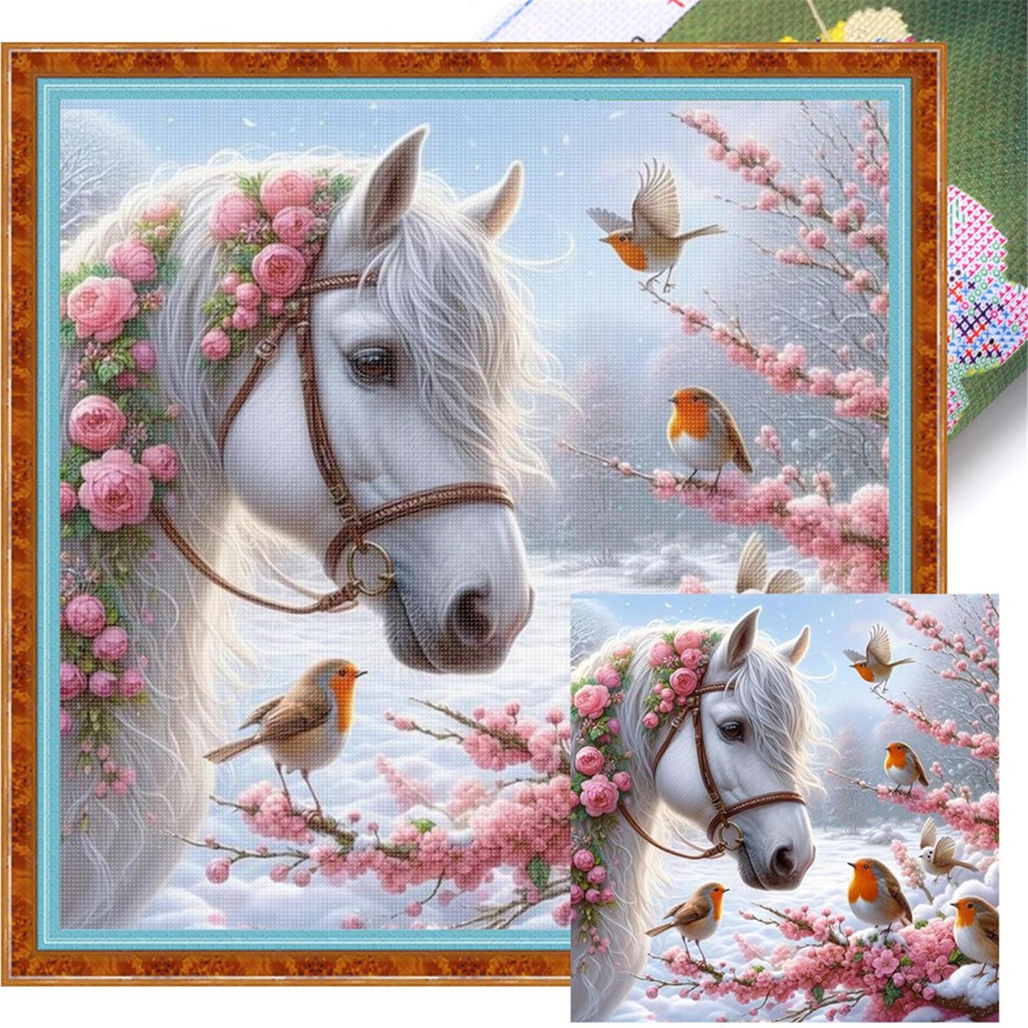 Horse - Full 11CT Stamped Cross Stitch 40x40CM - Yishu