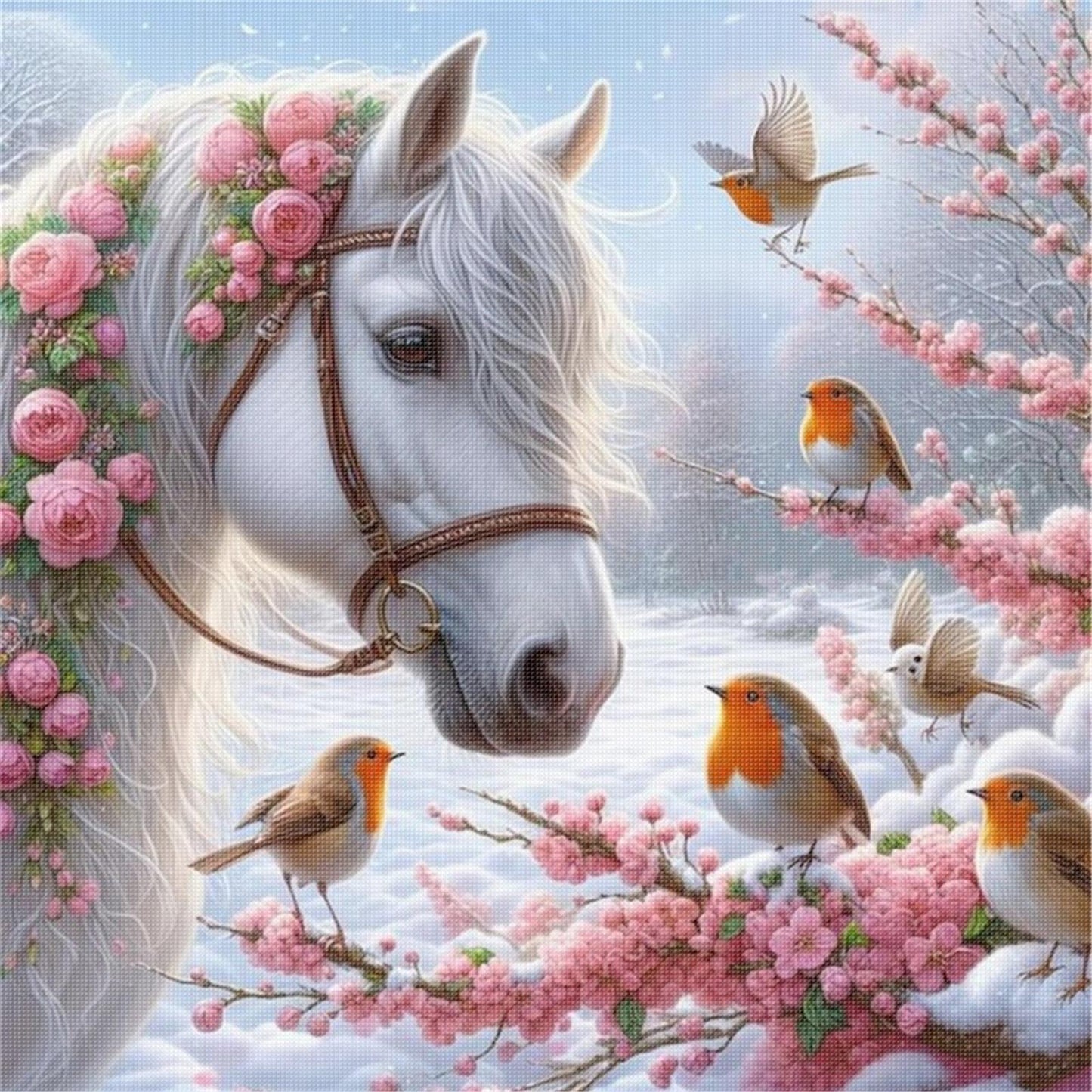 Horse - Full 11CT Stamped Cross Stitch 40x40CM - Yishu