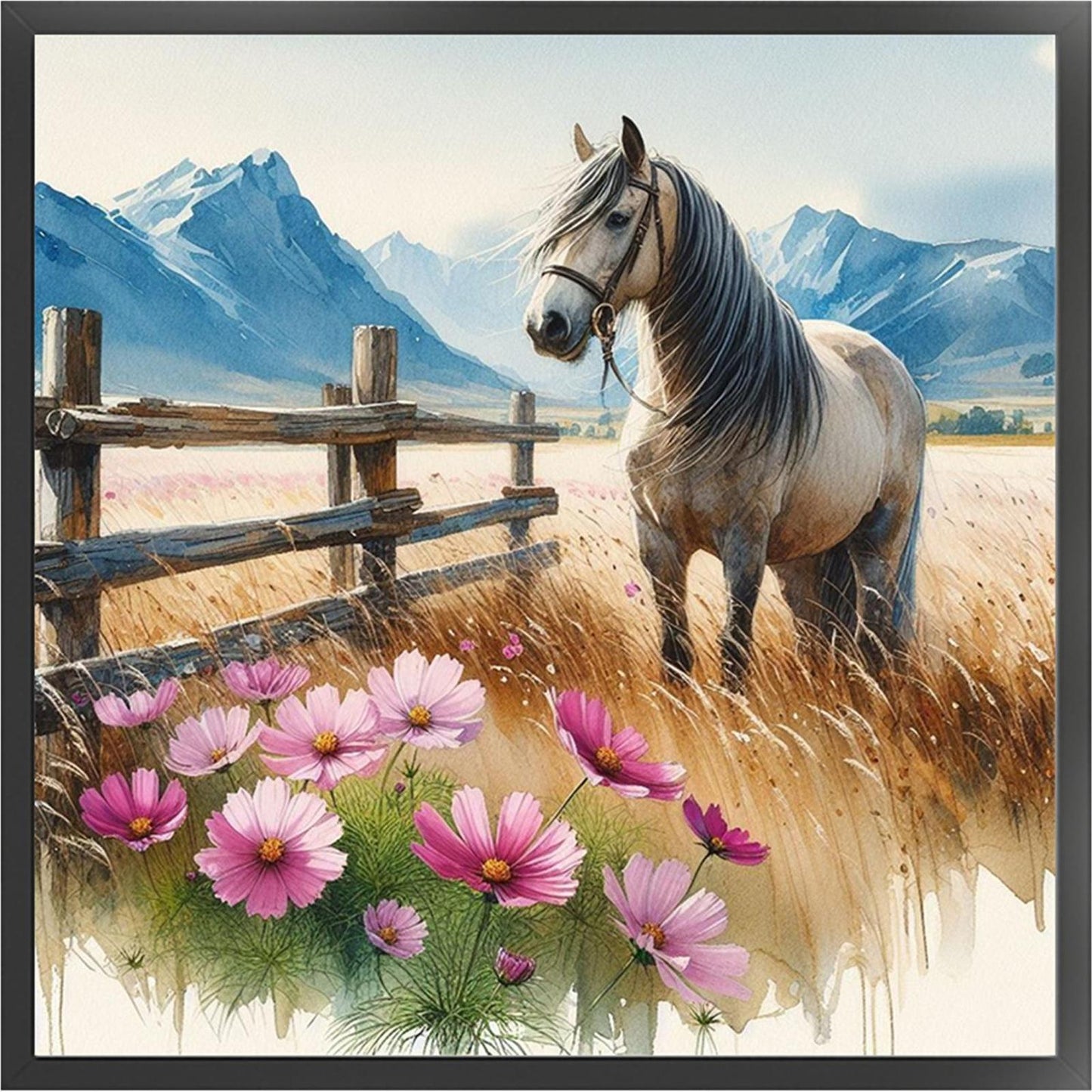 Horse - Full 11CT Stamped Cross Stitch 40x40CM - Yishu