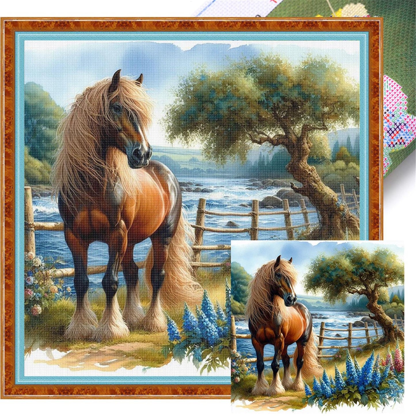 Horse - Full 11CT Stamped Cross Stitch 40x40CM - Yishu