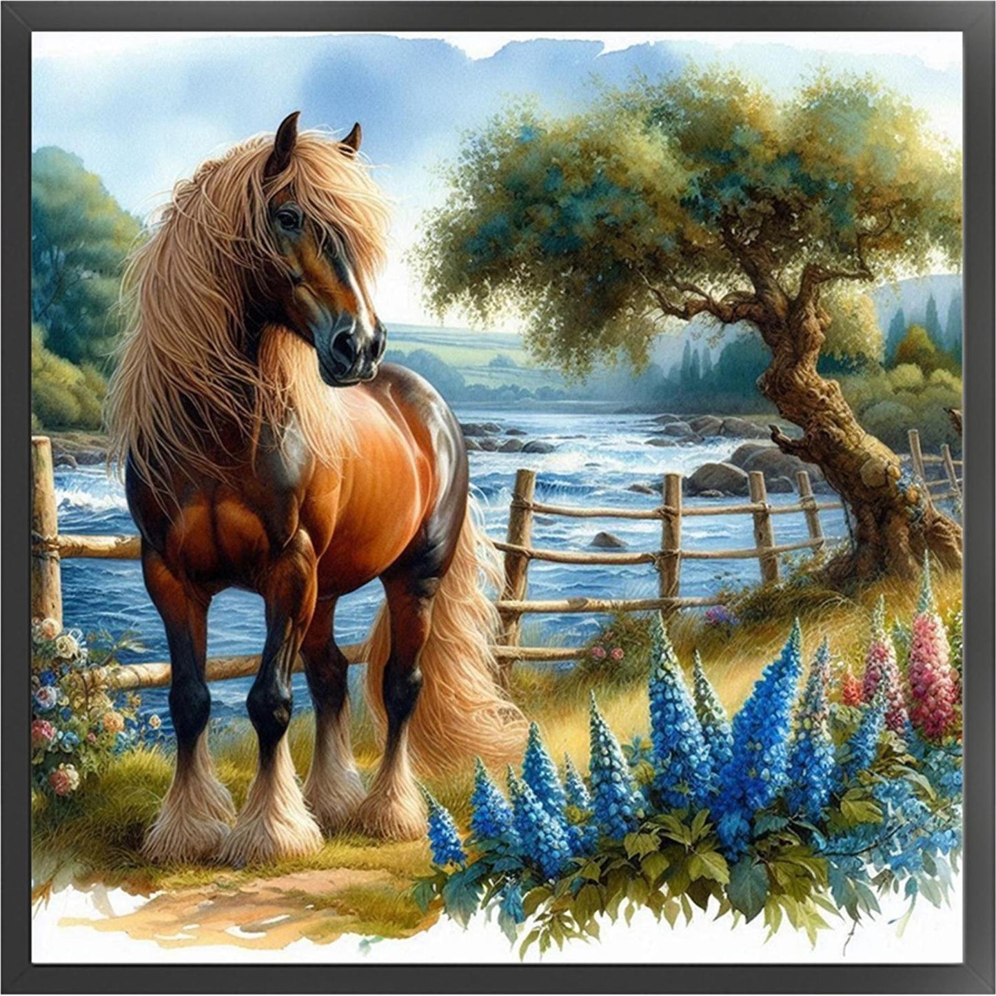 Horse - Full 11CT Stamped Cross Stitch 40x40CM - Yishu