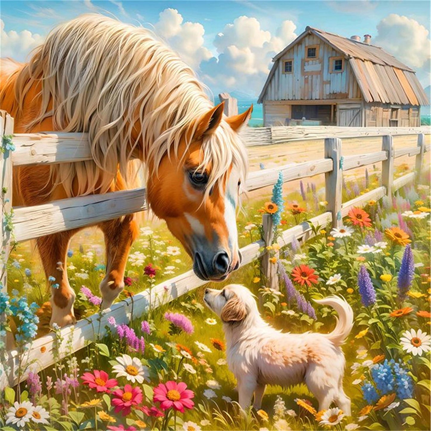 Horse - Full 11CT Stamped Cross Stitch 40x40CM - Yishu