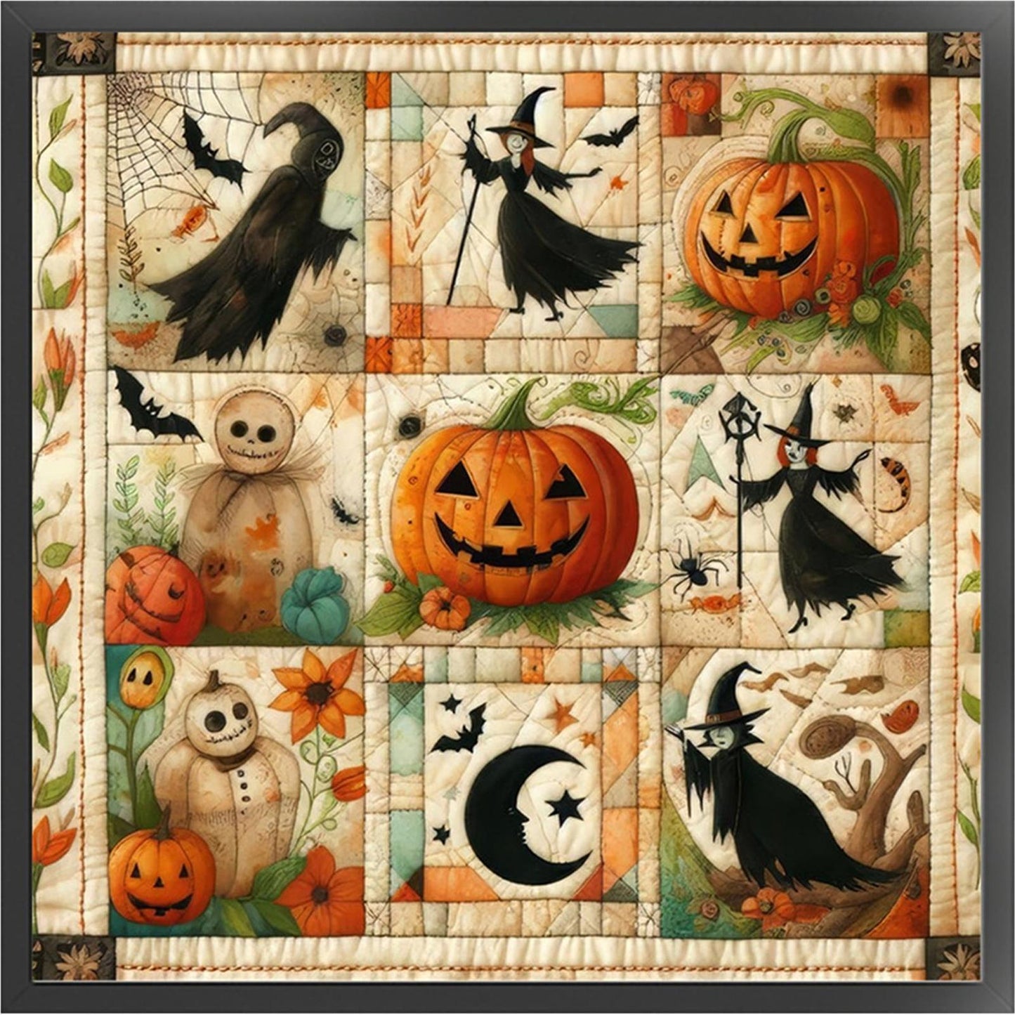 Spliced Pumpkin Witch - Full 11CT Stamped Cross Stitch 45x45CM - Yishu