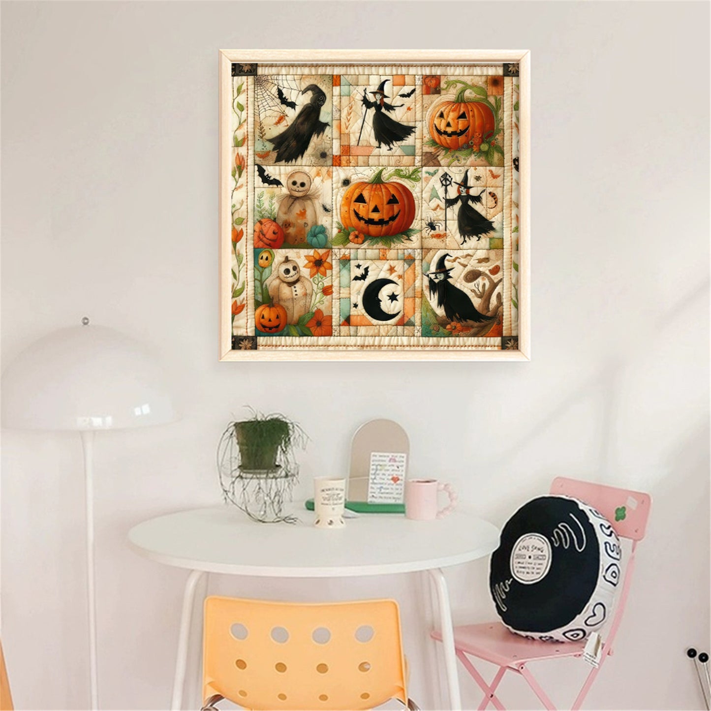 Spliced Pumpkin Witch - Full 11CT Stamped Cross Stitch 45x45CM - Yishu