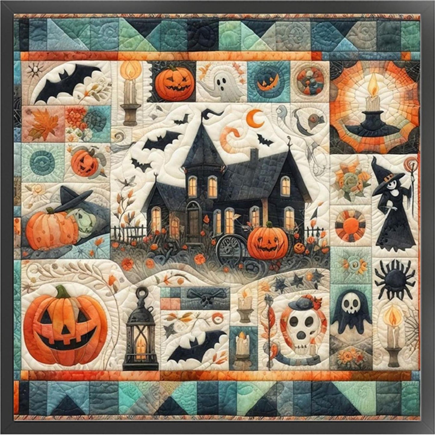 Spliced Pumpkin Witch - Full 11CT Stamped Cross Stitch 45x45CM - Yishu