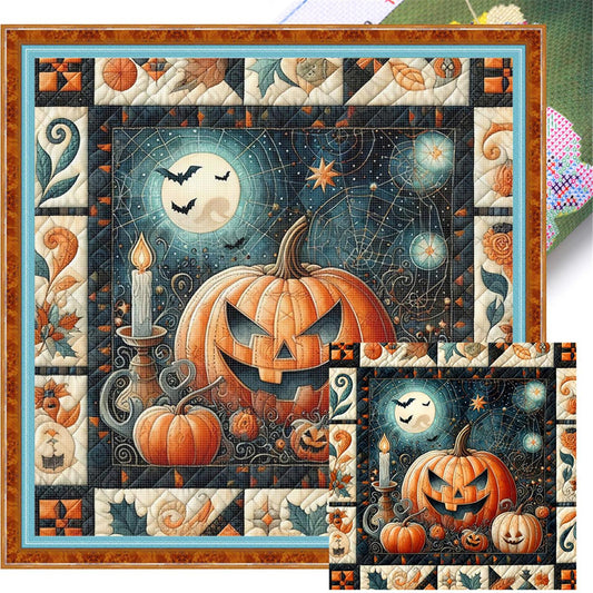 Spliced Pumpkin Witch - Full 11CT Stamped Cross Stitch 45x45CM - Yishu