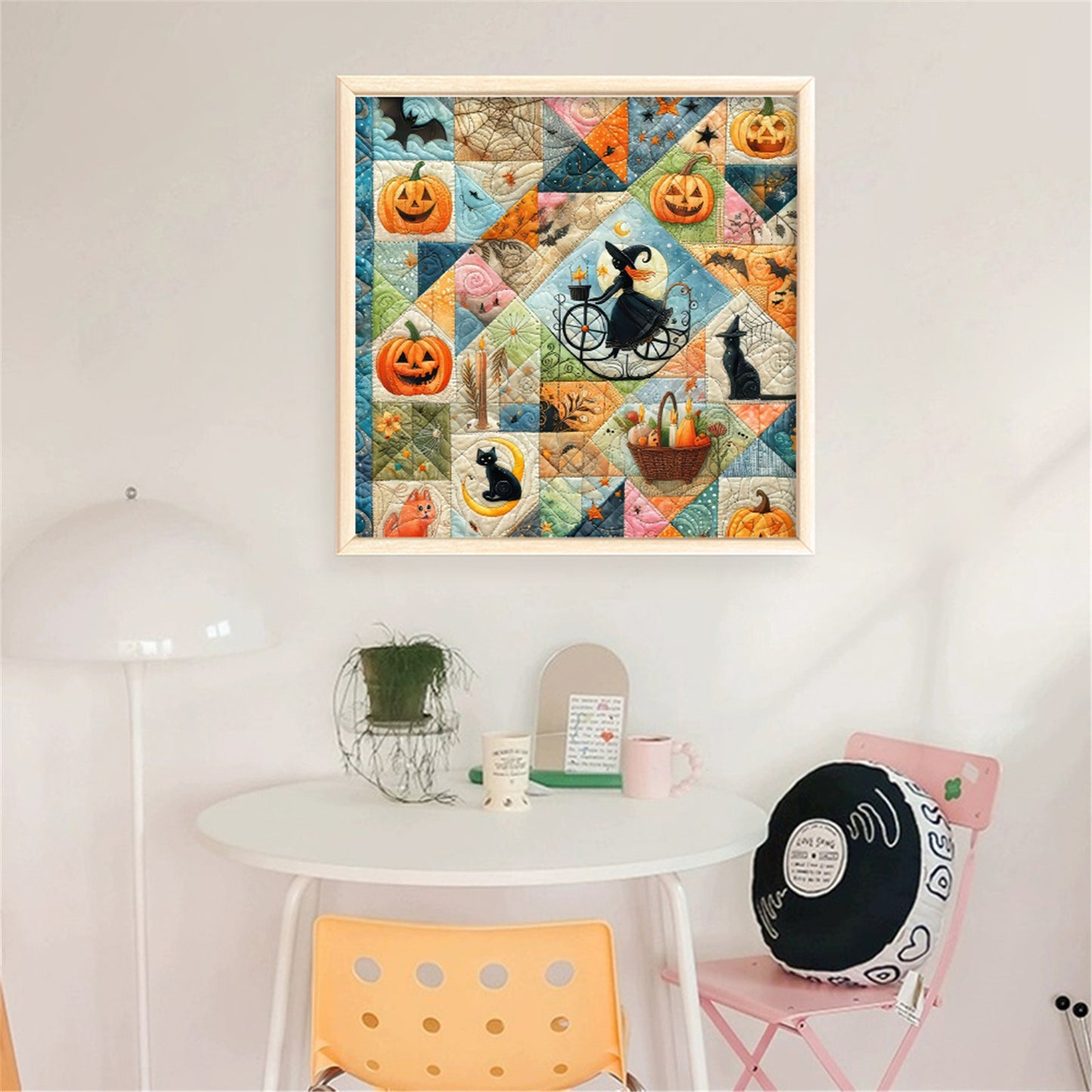 Spliced Pumpkin Witch - Full 11CT Stamped Cross Stitch 45x45CM - Yishu