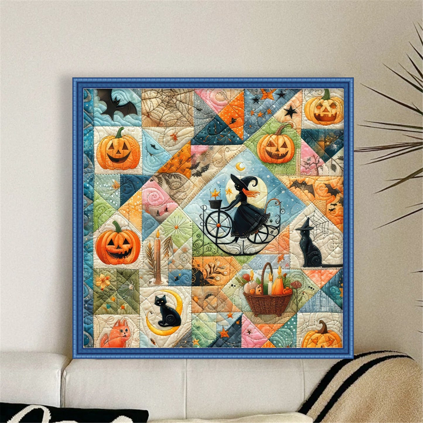 Spliced Pumpkin Witch - Full 11CT Stamped Cross Stitch 45x45CM - Yishu