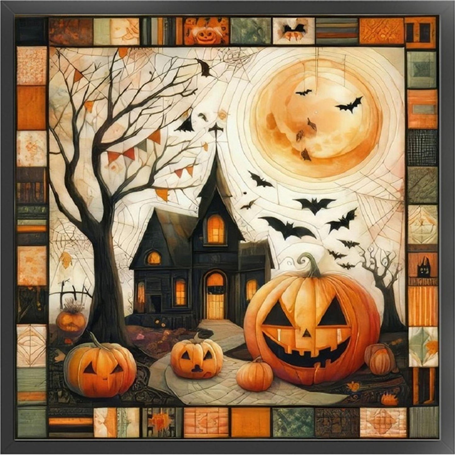 Spliced Pumpkin Cabin - Full 11CT Stamped Cross Stitch 45x45CM - Yishu