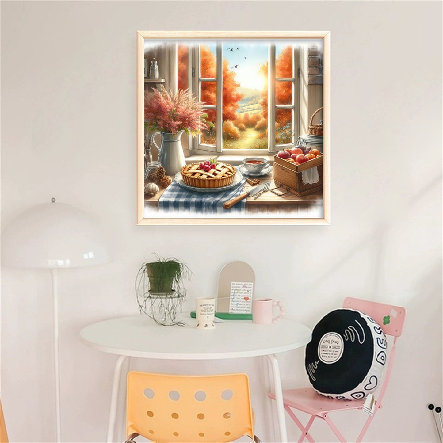 Autumn Scenery By Window - Full 11CT Stamped Cross Stitch 45x45CM - Yishu