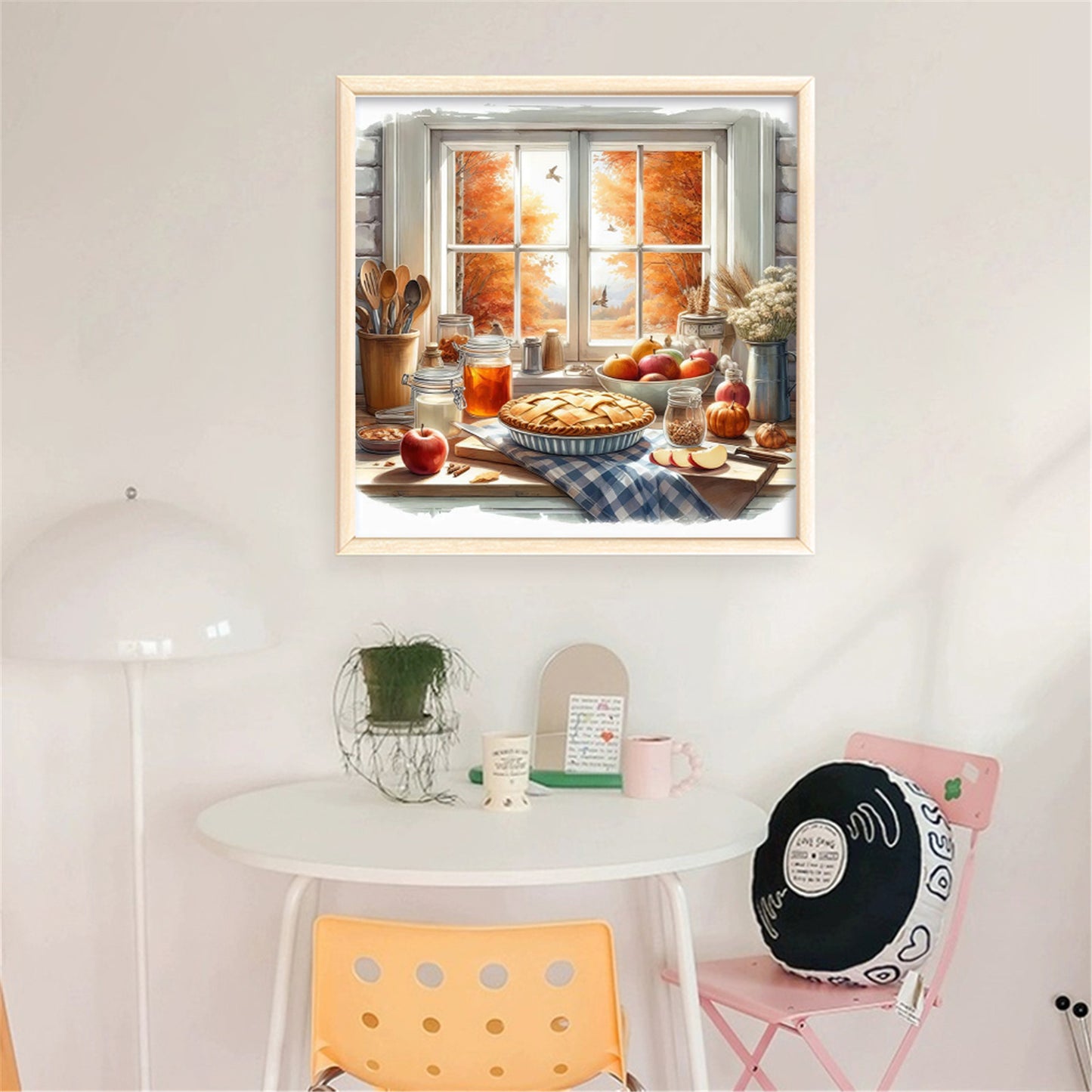 Autumn Scenery By Window - Full 11CT Stamped Cross Stitch 45x45CM - Yishu