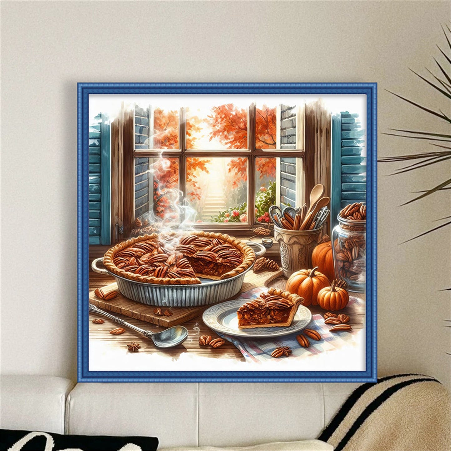 Autumn Scenery By Window - Full 11CT Stamped Cross Stitch 45x45CM - Yishu