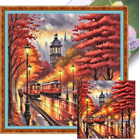 Autumn Scenery - Full 11CT Stamped Cross Stitch 50x50CM - Yishu
