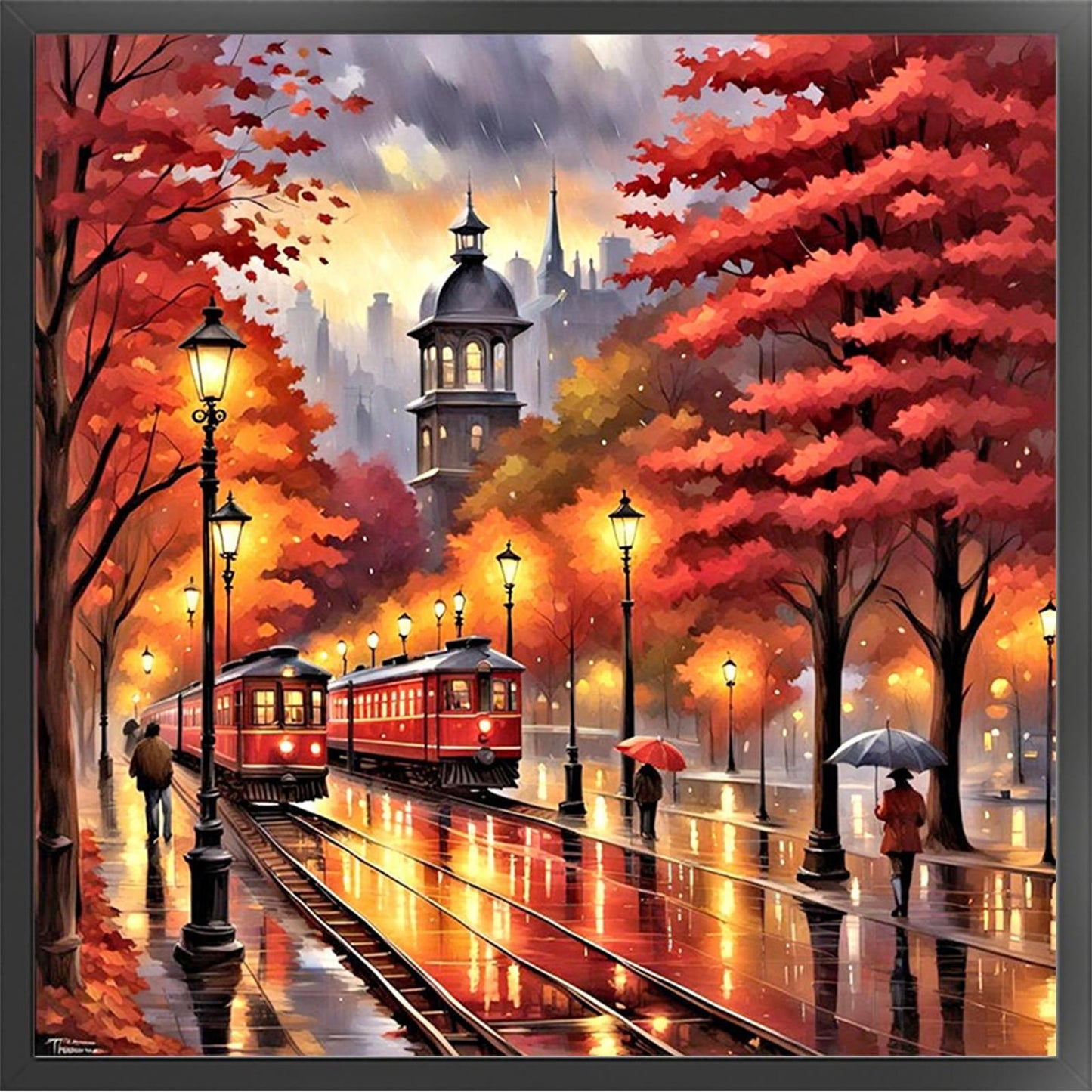 Autumn Scenery - Full 11CT Stamped Cross Stitch 50x50CM - Yishu