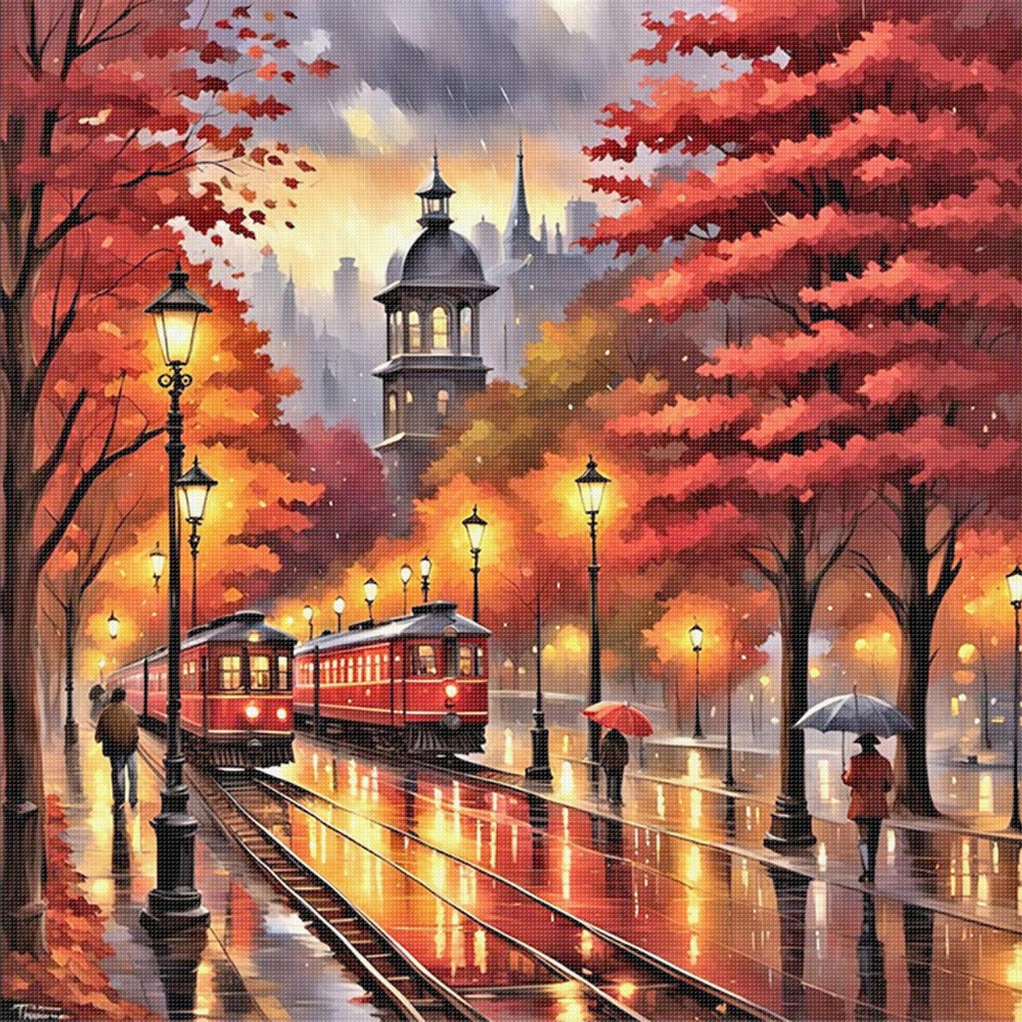 Autumn Scenery - Full 11CT Stamped Cross Stitch 50x50CM - Yishu