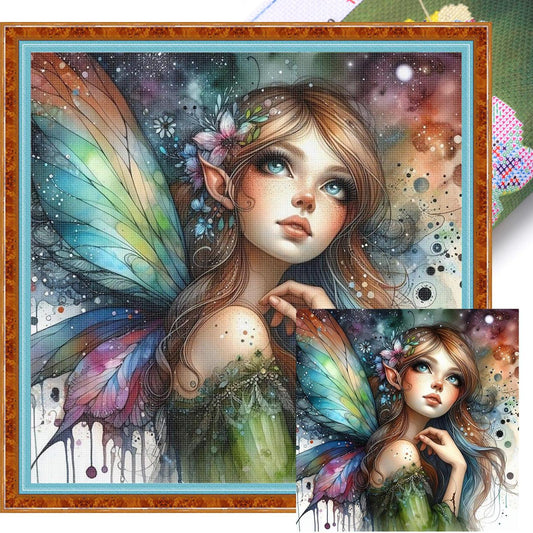 Butterfly Fairy - Full 11CT Stamped Cross Stitch 50x50CM - Huacan