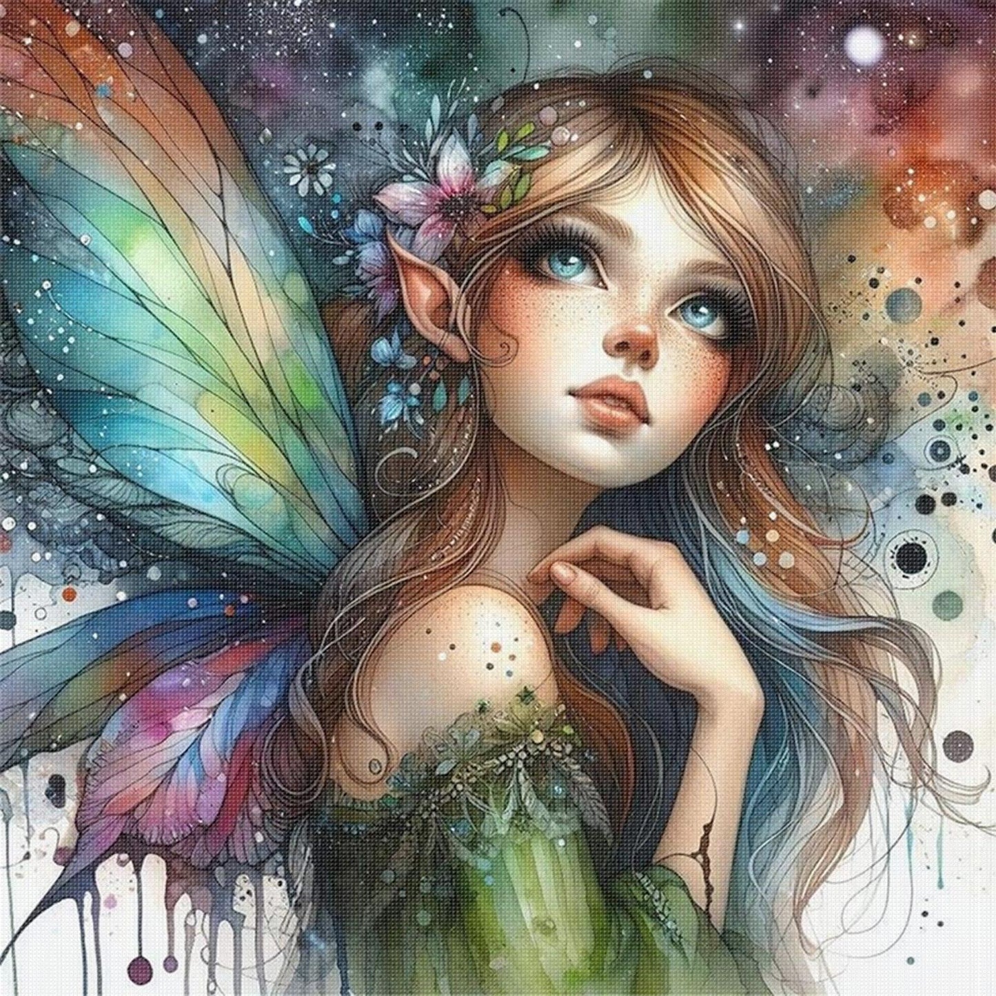 Butterfly Fairy - Full 11CT Stamped Cross Stitch 50x50CM - Huacan