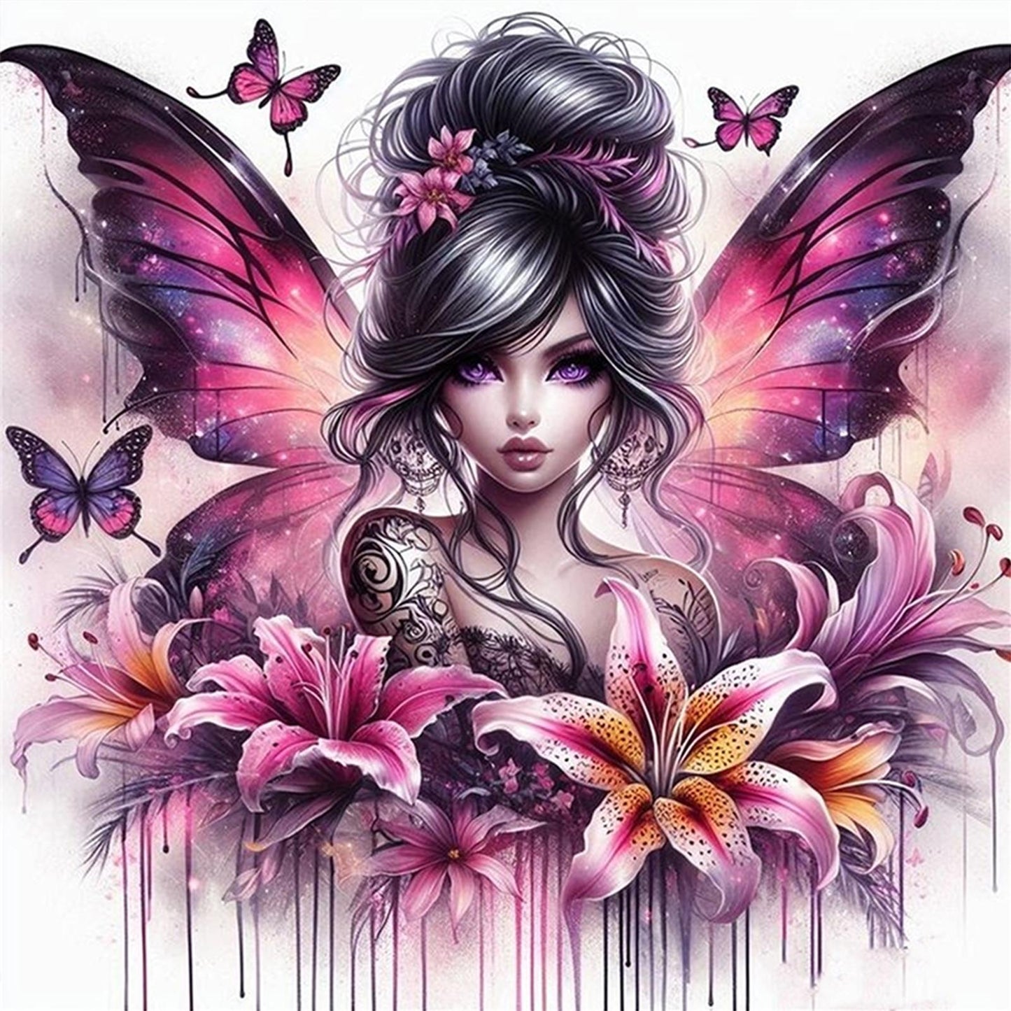 Butterfly Fairy - Full 11CT Stamped Cross Stitch 50x50CM - Huacan