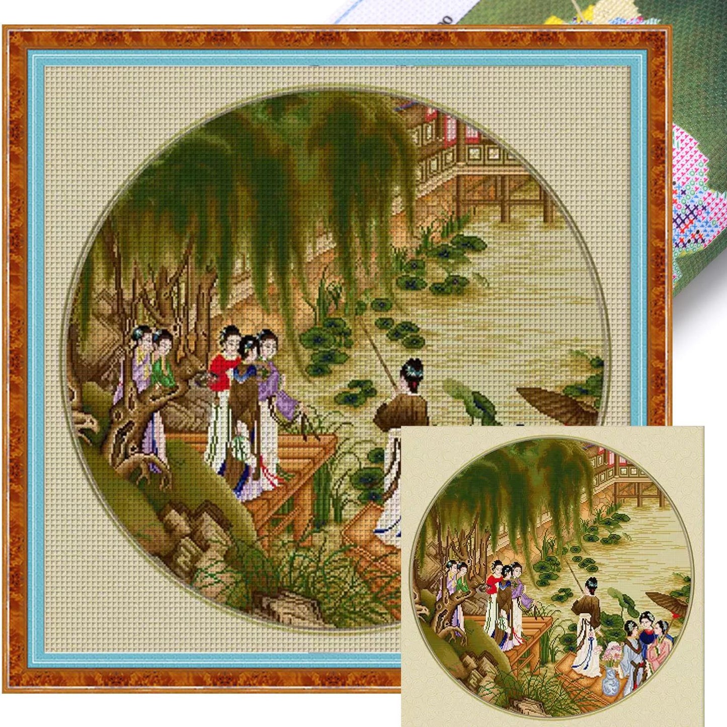 Lotus Leaves - Partial 11CT Stamped Cross Stitch 75x75CM - Spring