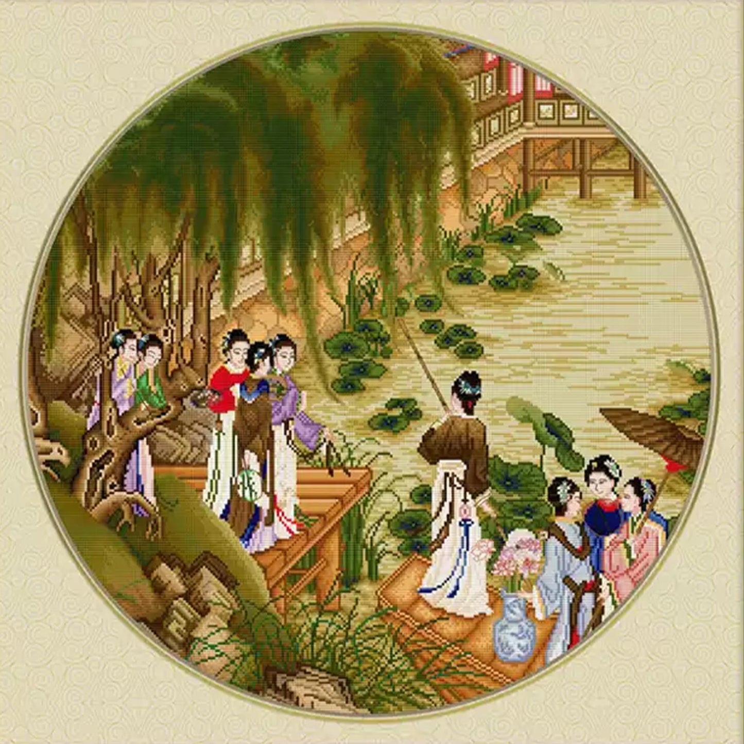 Lotus Leaves - Partial 11CT Stamped Cross Stitch 75x75CM - Spring