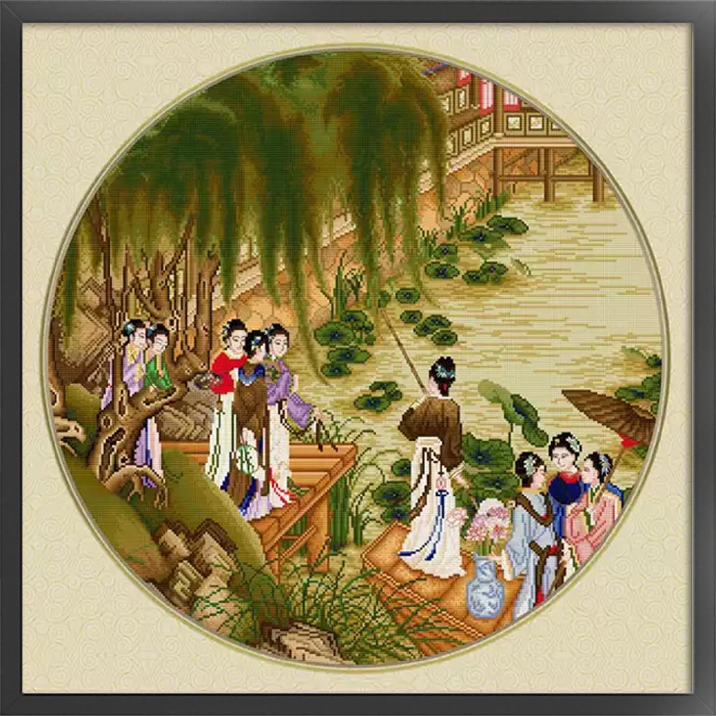 Lotus Leaves - Partial 11CT Stamped Cross Stitch 75x75CM - Spring