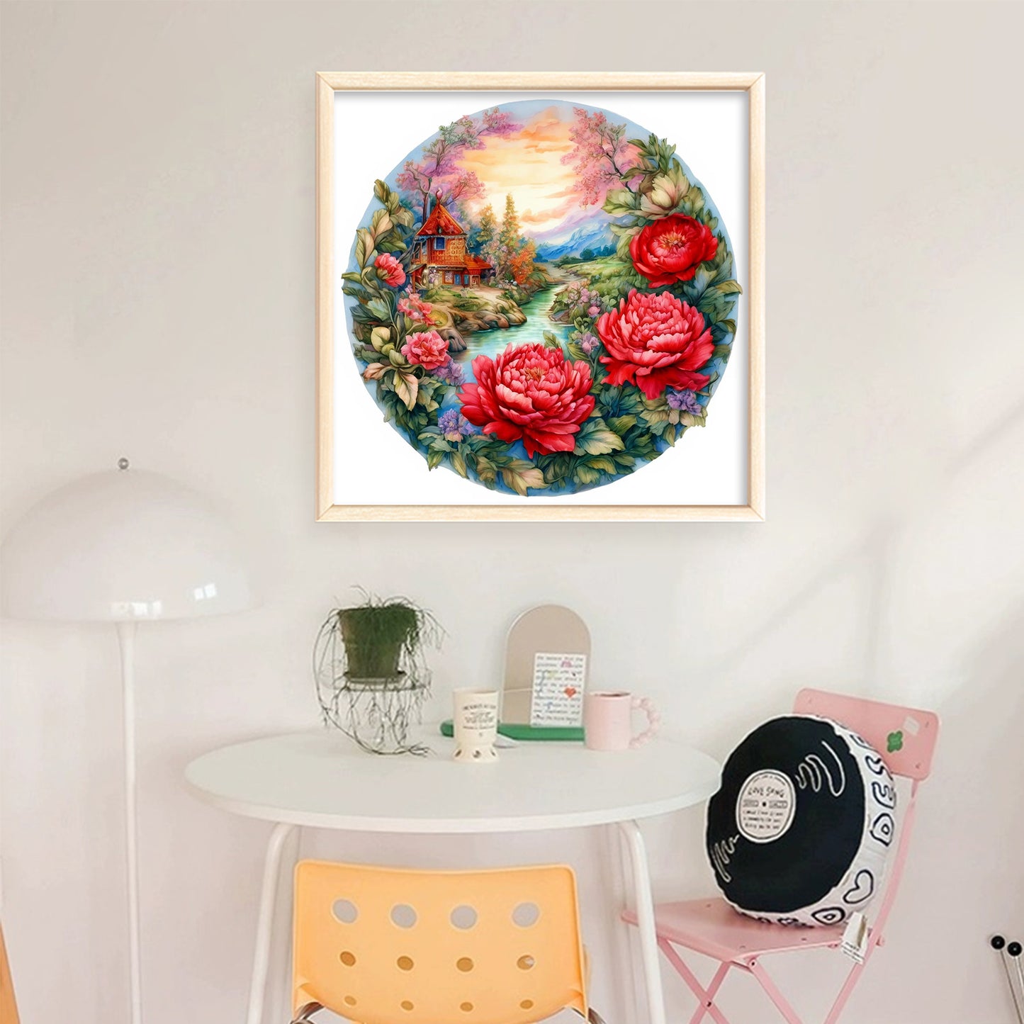 Peony Manor - Full 11CT Stamped Cross Stitch 40x40CM - Yishu