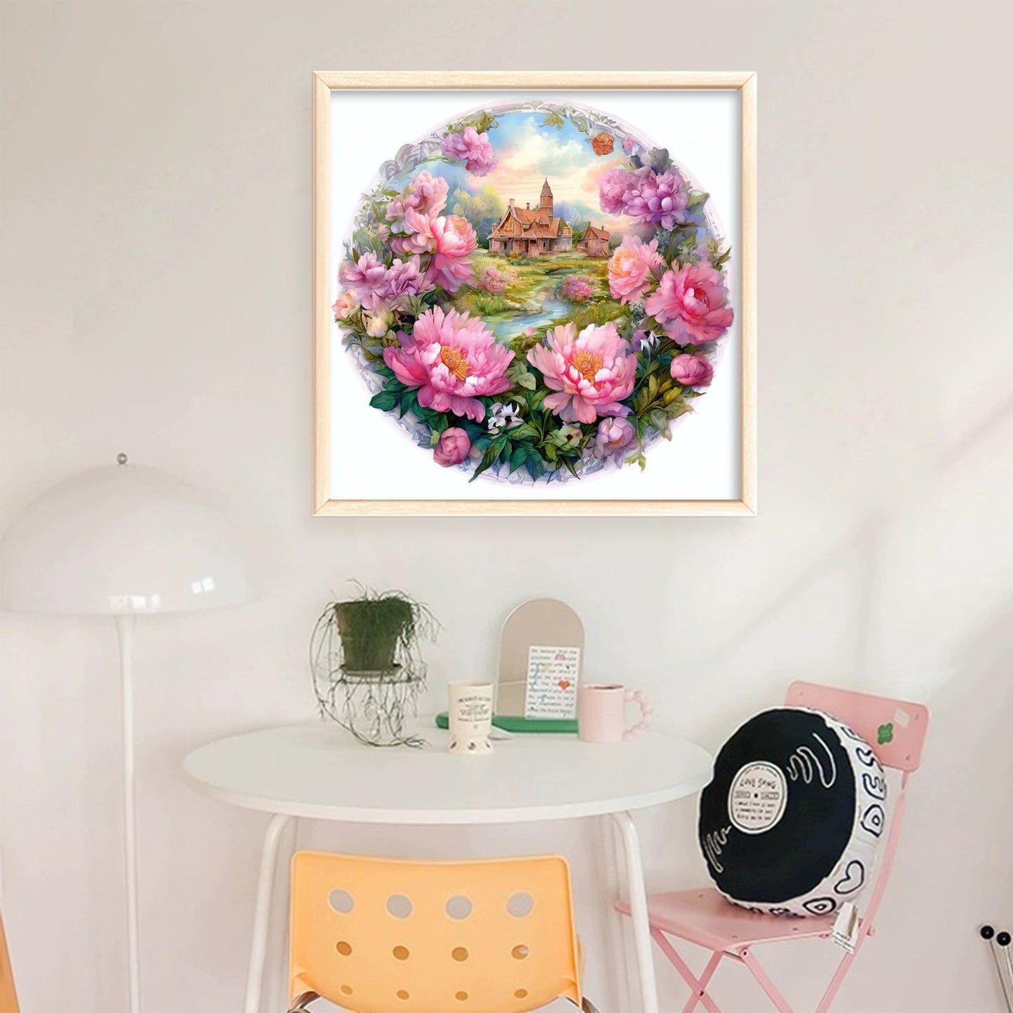 Peony Manor - Full 11CT Stamped Cross Stitch 40x40CM - Yishu