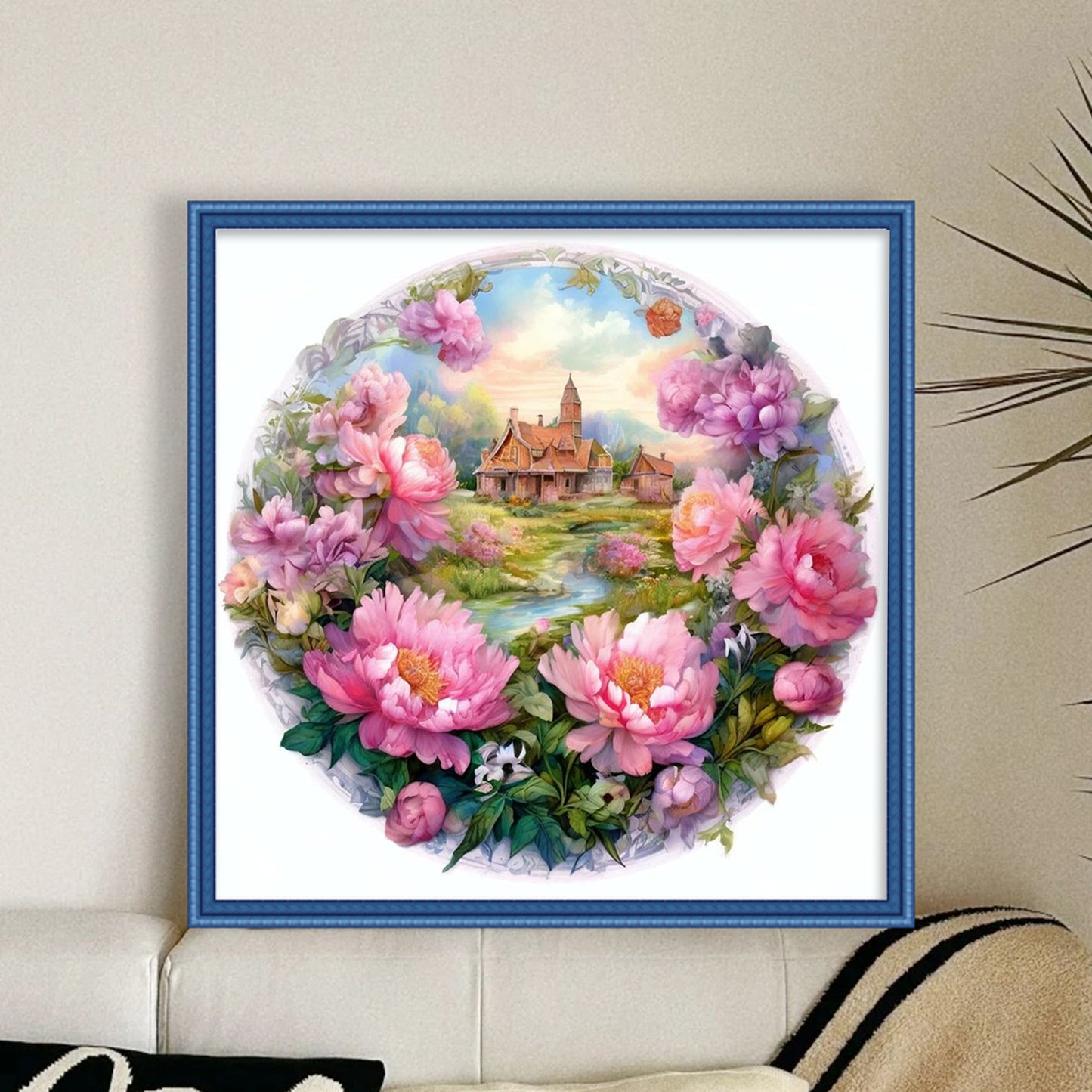 Peony Manor - Full 11CT Stamped Cross Stitch 40x40CM - Yishu