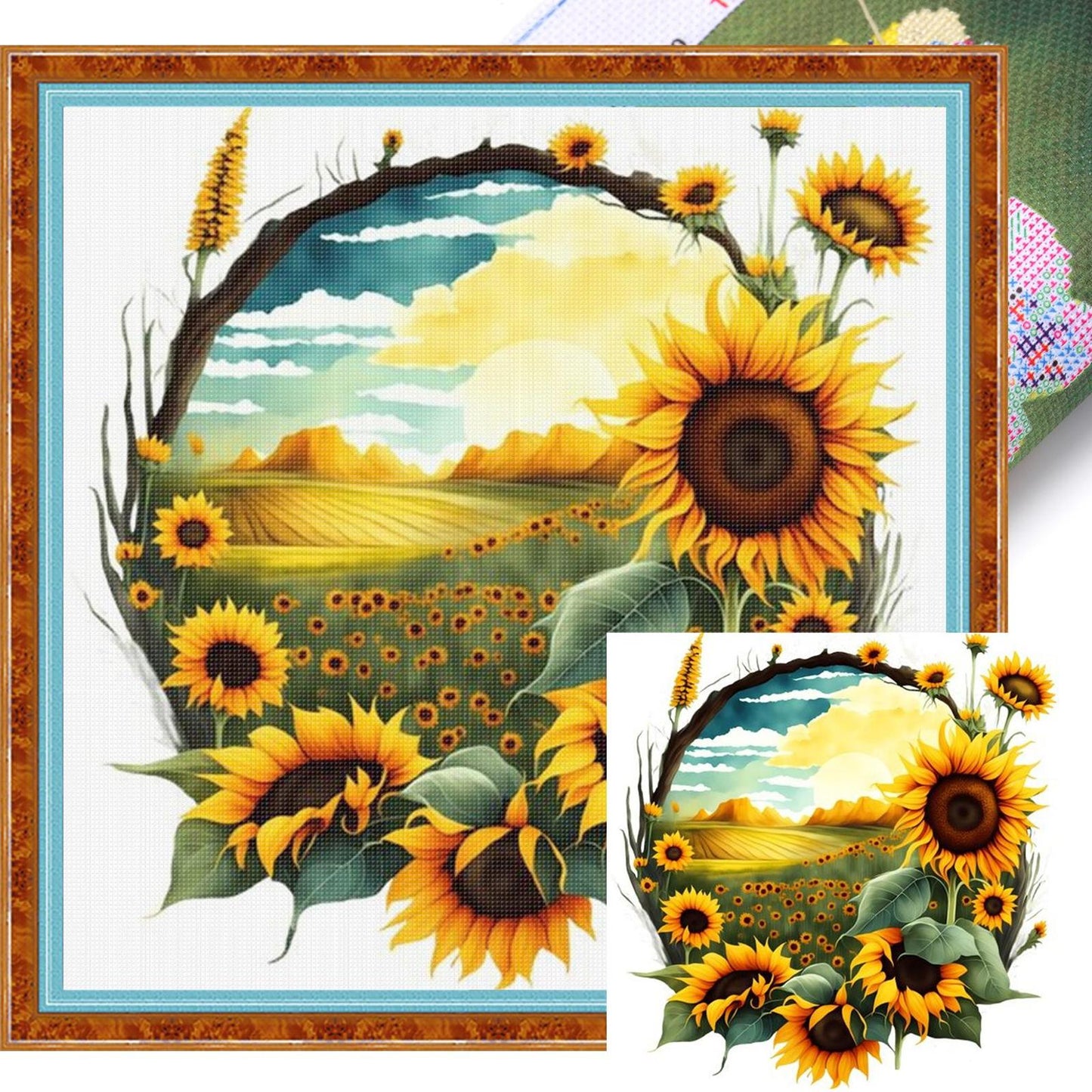 Sunflower Manor - Full 11CT Stamped Cross Stitch 40x40CM - Yishu