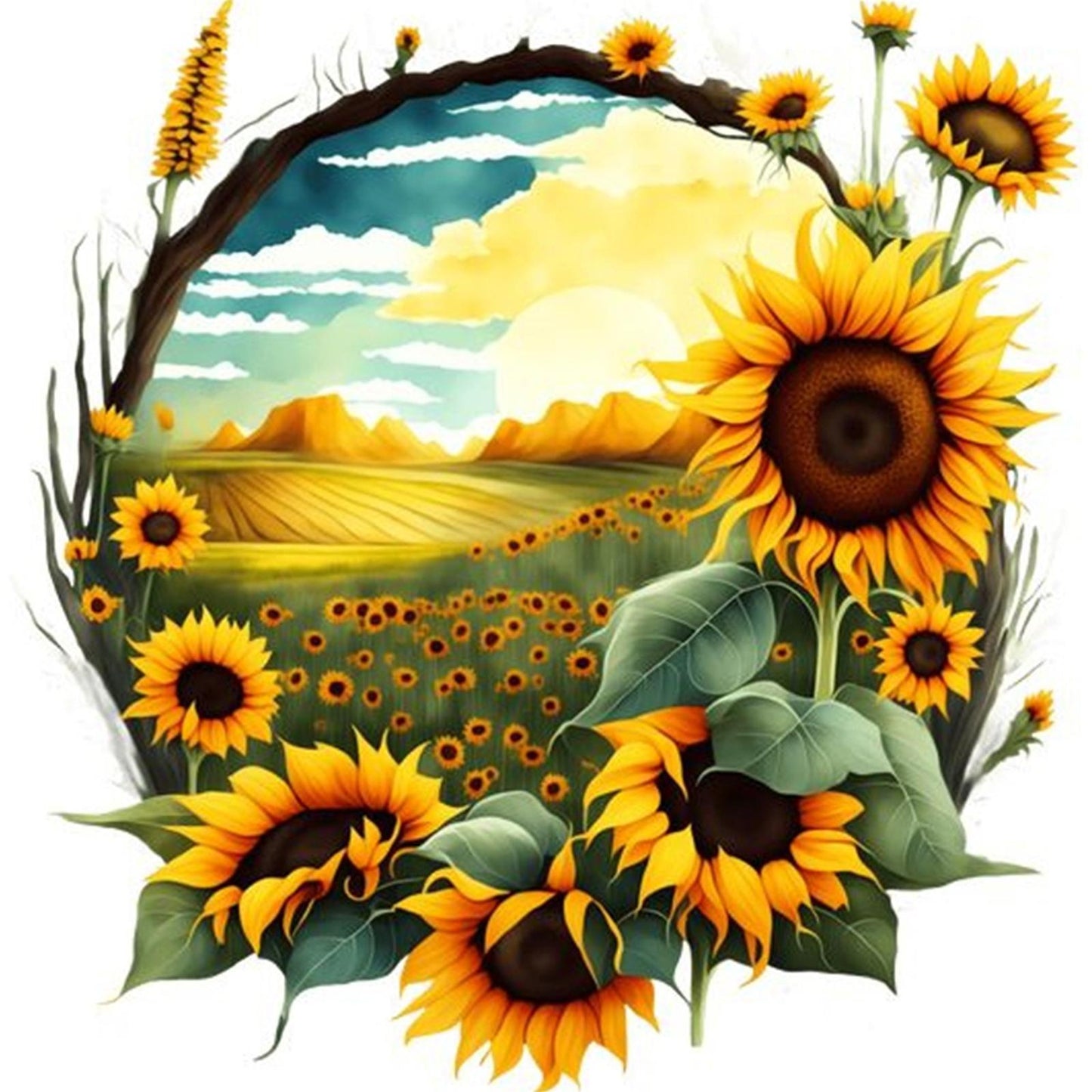 Sunflower Manor - Full 11CT Stamped Cross Stitch 40x40CM - Yishu