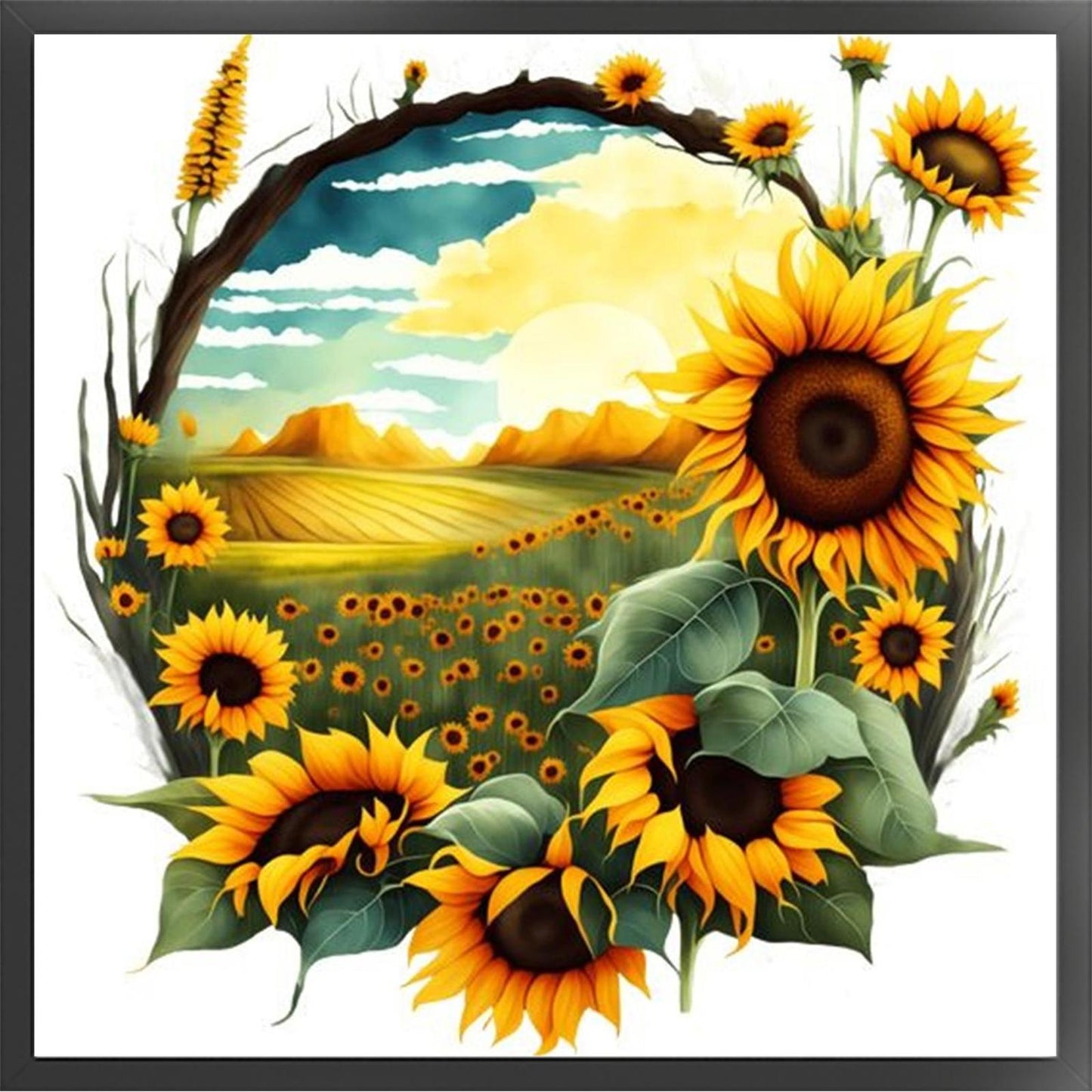 Sunflower Manor - Full 11CT Stamped Cross Stitch 40x40CM - Yishu