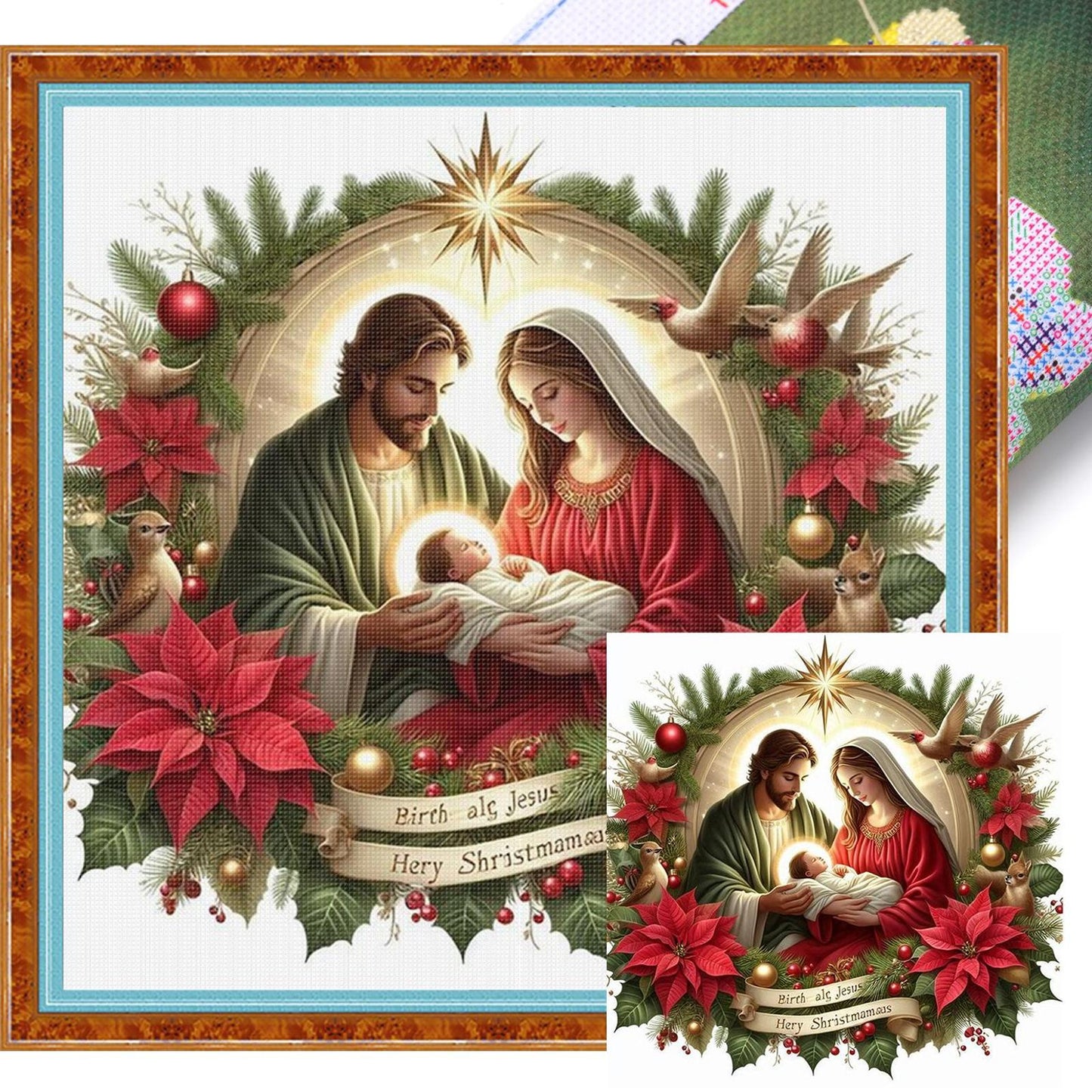 Christmas Jesus - Full 11CT Stamped Cross Stitch 40x40CM - Yishu