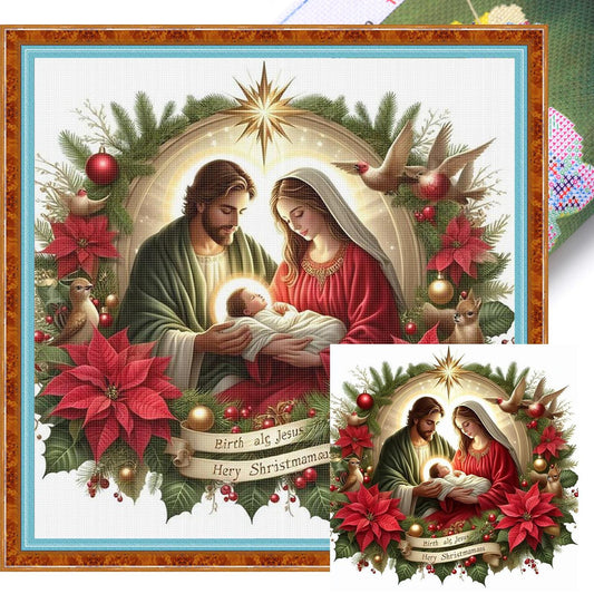 Christmas Jesus - Full 11CT Stamped Cross Stitch 40x40CM - Yishu