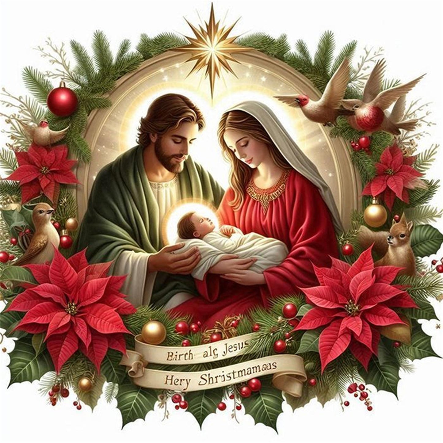 Christmas Jesus - Full 11CT Stamped Cross Stitch 40x40CM - Yishu
