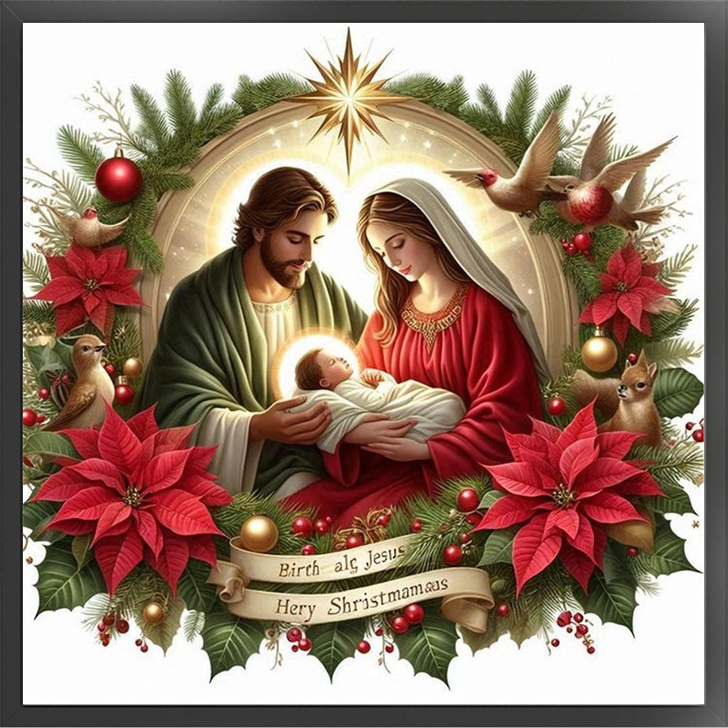 Christmas Jesus - Full 11CT Stamped Cross Stitch 40x40CM - Yishu