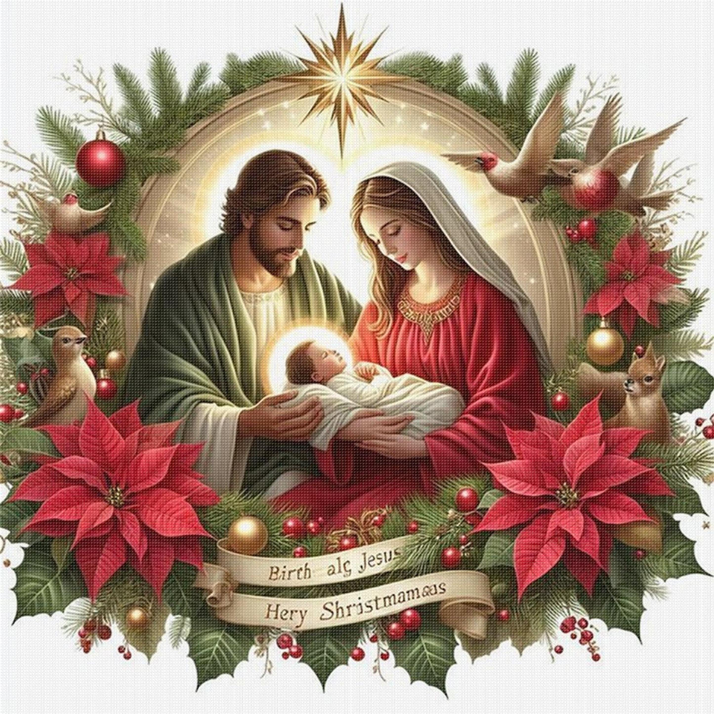 Christmas Jesus - Full 11CT Stamped Cross Stitch 40x40CM - Yishu
