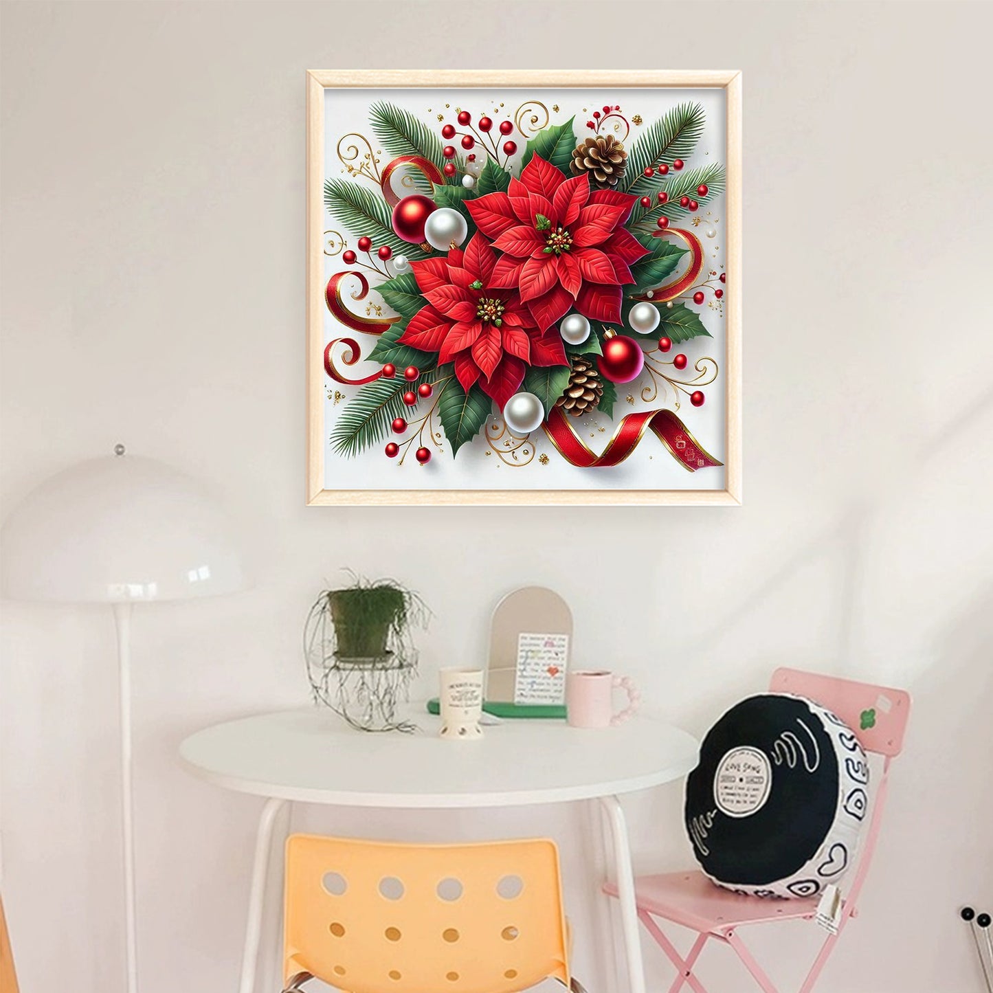 Christmas Red Flower - Full 11CT Stamped Cross Stitch 40x40CM - Yishu