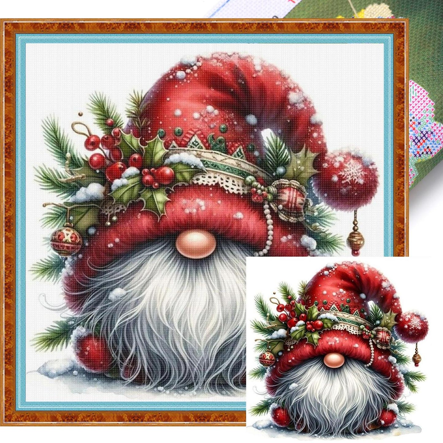 Christmas Goblin - Full 11CT Stamped Cross Stitch 40x40CM - Yishu