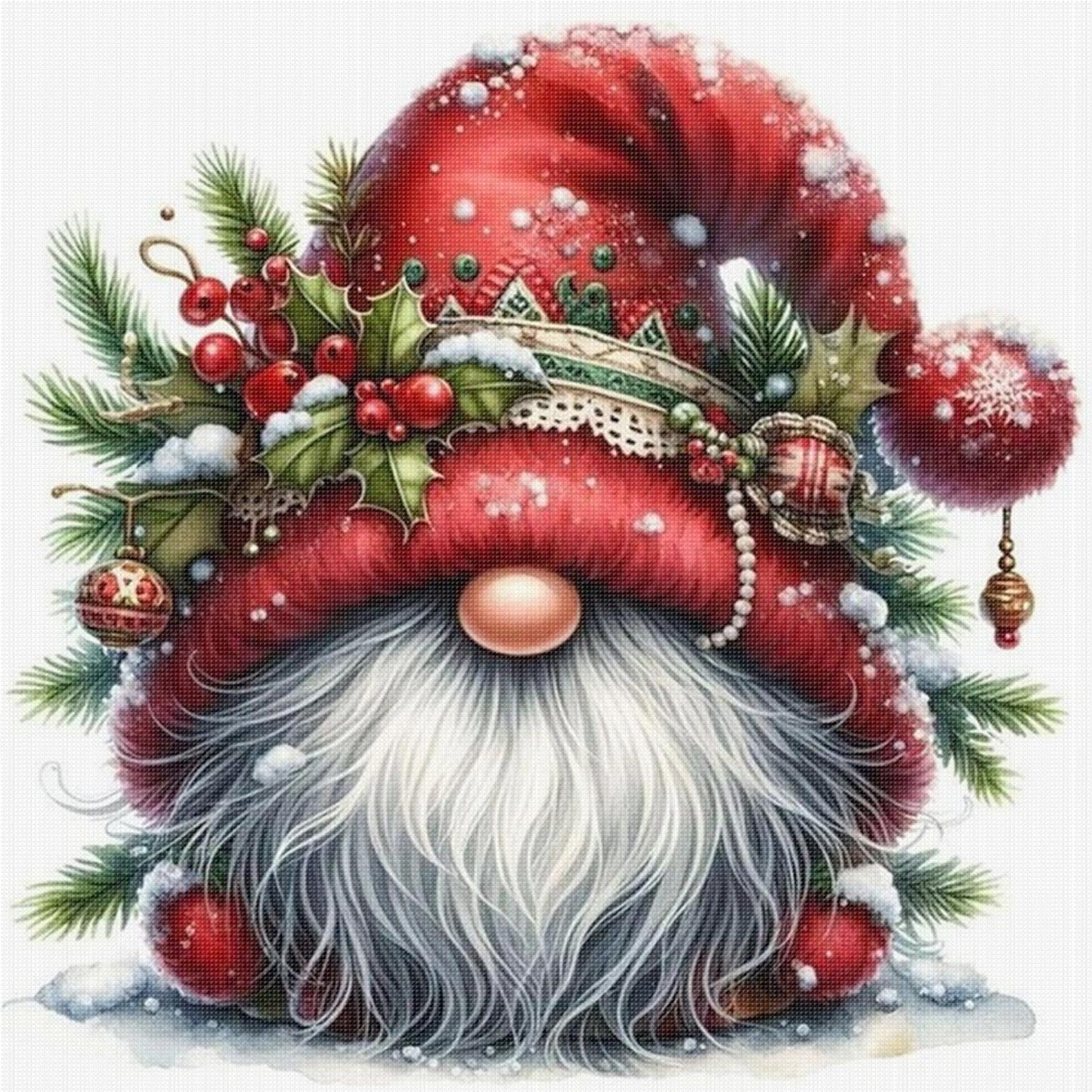 Christmas Goblin - Full 11CT Stamped Cross Stitch 40x40CM - Yishu