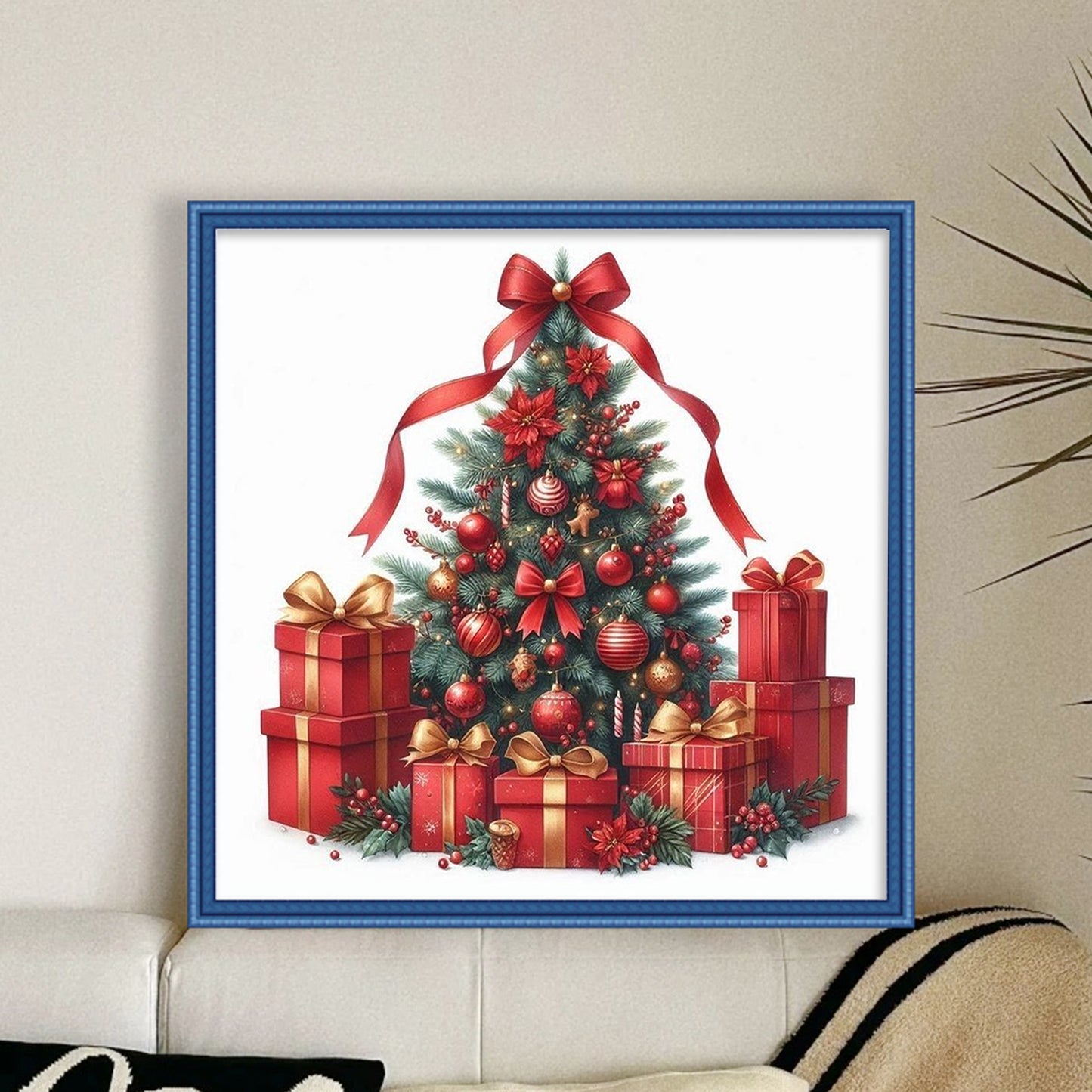 Christmas Tree With Gifts - Full 11CT Stamped Cross Stitch 40x40CM - Yishu