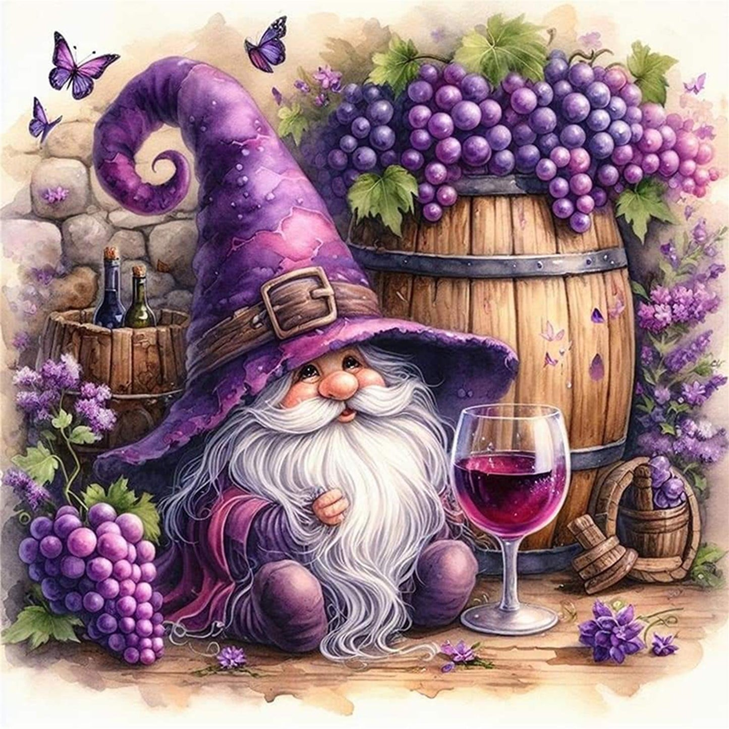 Grape Sprite - Full 11CT Stamped Cross Stitch 45x45CM - Huacan