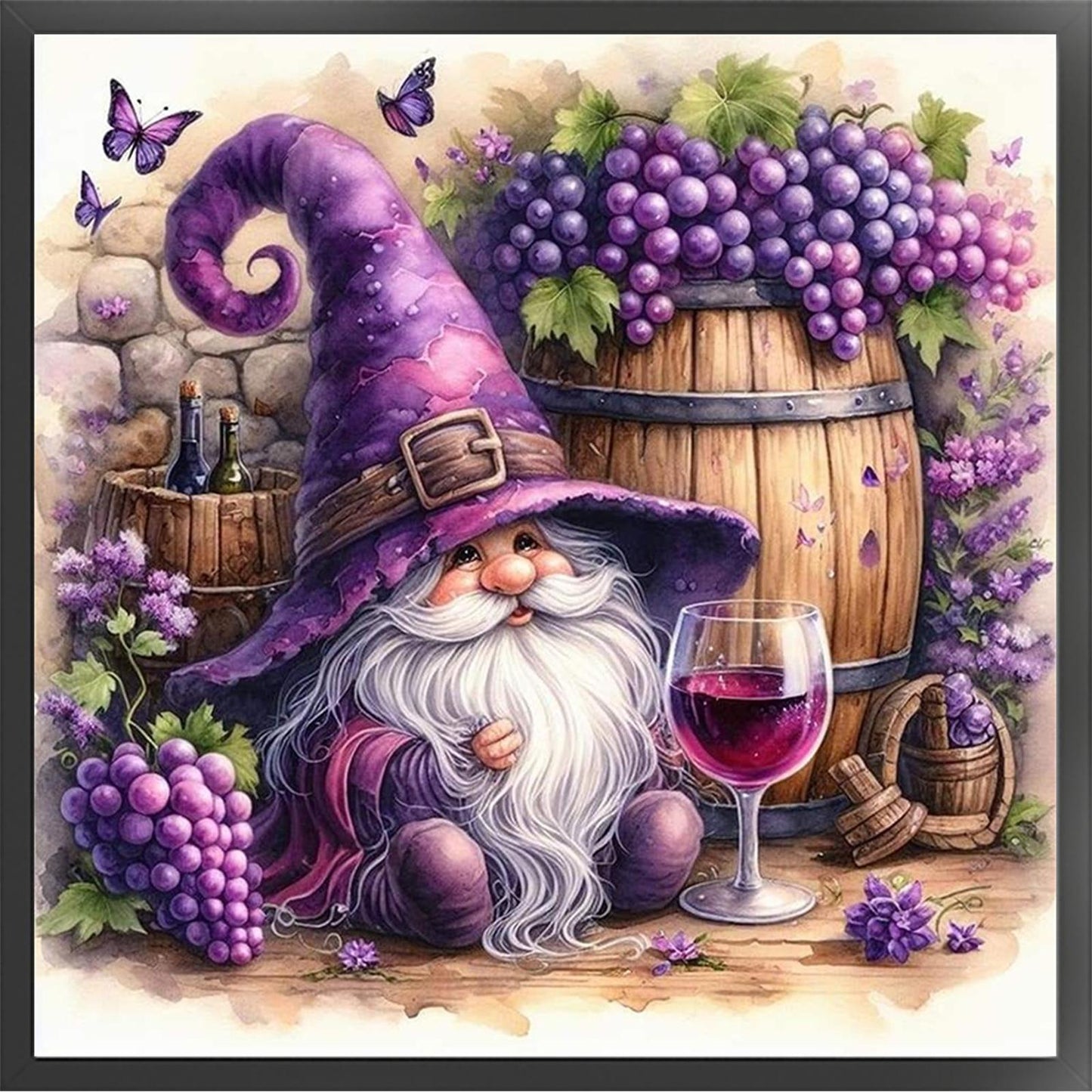Grape Sprite - Full 11CT Stamped Cross Stitch 45x45CM - Huacan
