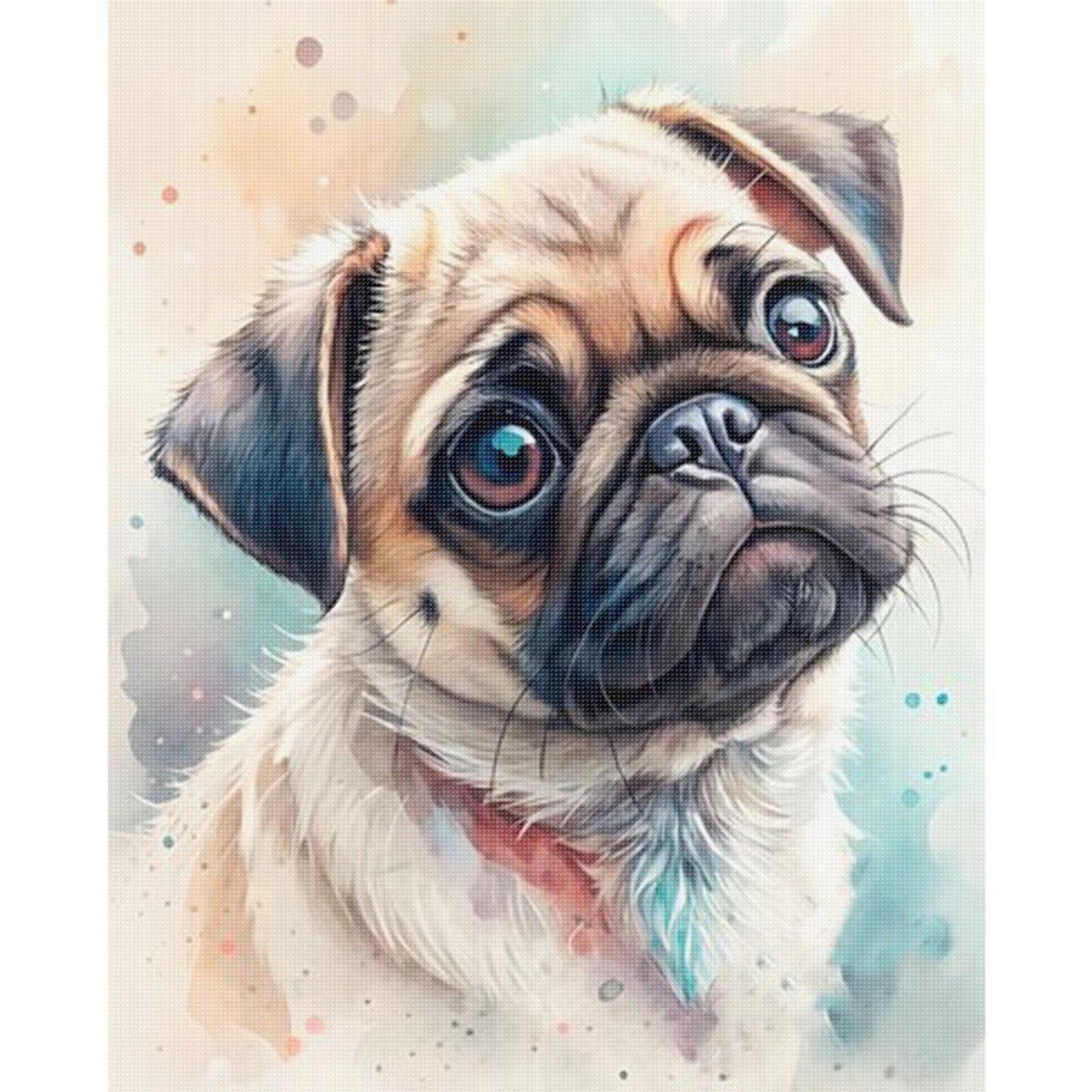 Pug-Dog - Full 11CT Stamped Cross Stitch 40x50CM - Huacan