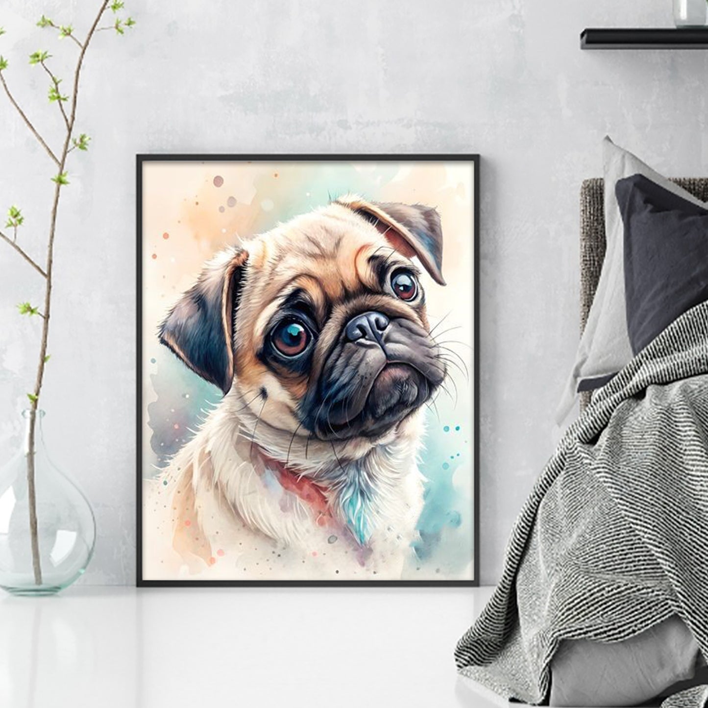 Pug-Dog - Full 11CT Stamped Cross Stitch 40x50CM - Huacan