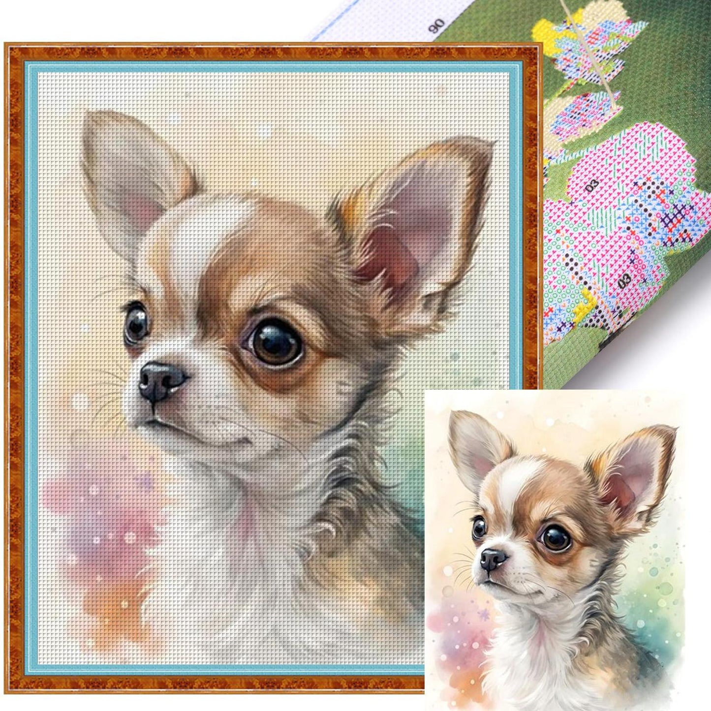 Chihuahua-Dog - Full 11CT Stamped Cross Stitch 40x50CM - Huacan