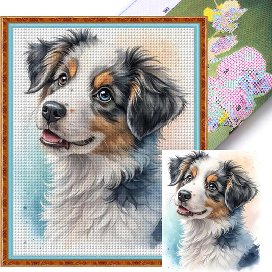 Australian Shepherd-Dog - Full 11CT Stamped Cross Stitch 40x50CM - Huacan