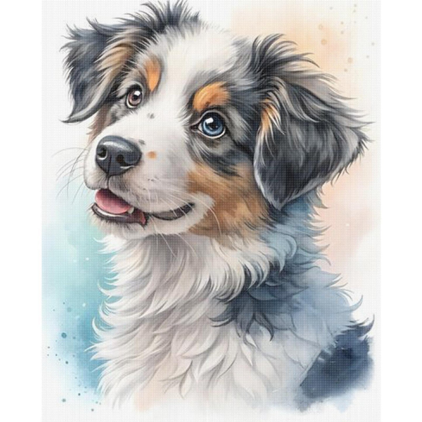 Australian Shepherd-Dog - Full 11CT Stamped Cross Stitch 40x50CM - Huacan