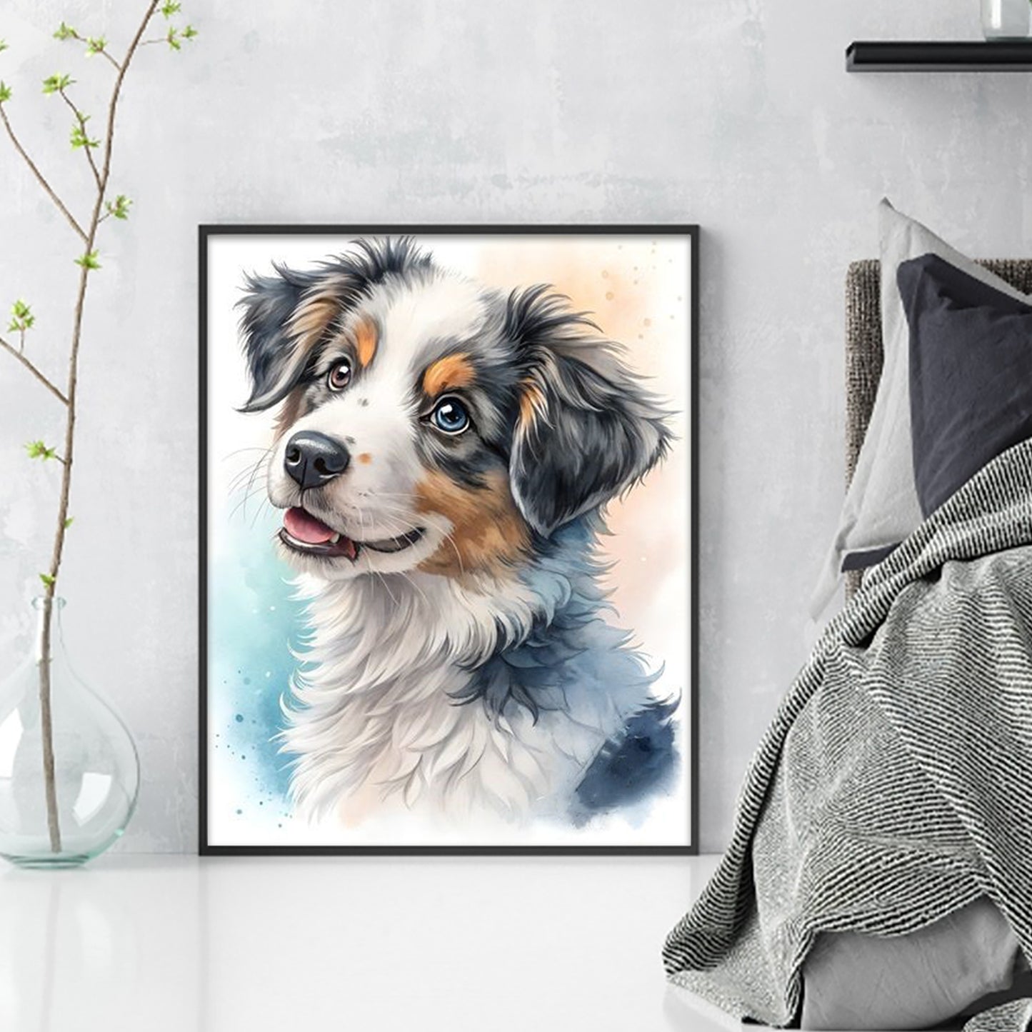 Australian Shepherd-Dog - Full 11CT Stamped Cross Stitch 40x50CM - Huacan