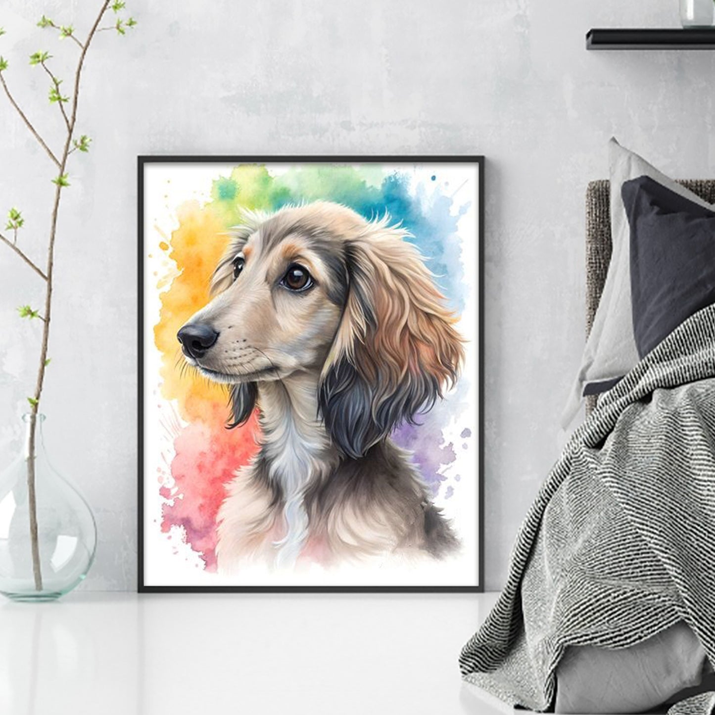 Afghan Hound-Dog - Full 11CT Stamped Cross Stitch 40x50CM - Huacan